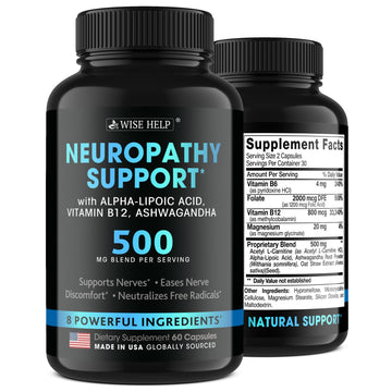Neuropathy Support Natural Nerve Discomfort Relief - Made in USA - Nerve Antioxidant for Trigeminal Neuralgia, Diabetic & Peripheral Neuropathy - Hands, Neck, Feet & Toes Treatment Formula - 60 Caps WISEHELPAu supplements