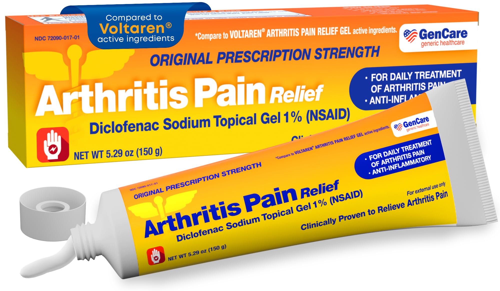 GenCare Arthritis Pain Relief Diclofenac Sodium Topical Gel 1 Percent (NSAID) - Clinically Proven Arthritis Pain Reliever - Compare to The Active Ingredient in Voltaren Gel (5.29 oz) GenCareAu supplements