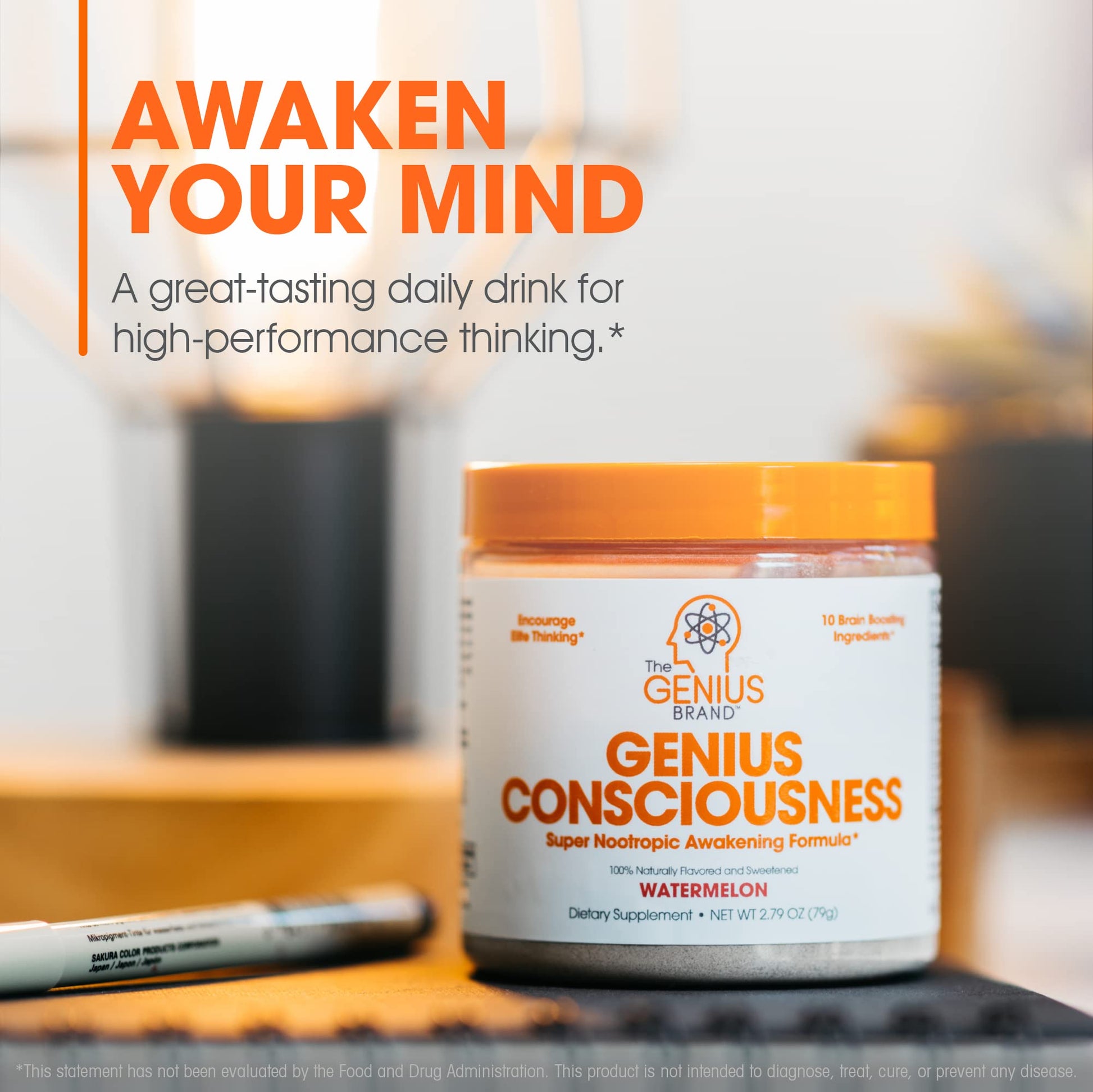 Genius Consciousness, Super Nootropic Brain Supplement Powder, Watermelon The Genius BrandAu supplements