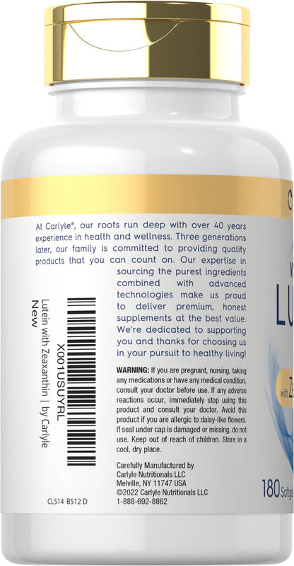Carlyle Lutein and Zeaxanthin 40 mg | 180 Softgels | Eye Health Vitamins CarlyleUS supplements