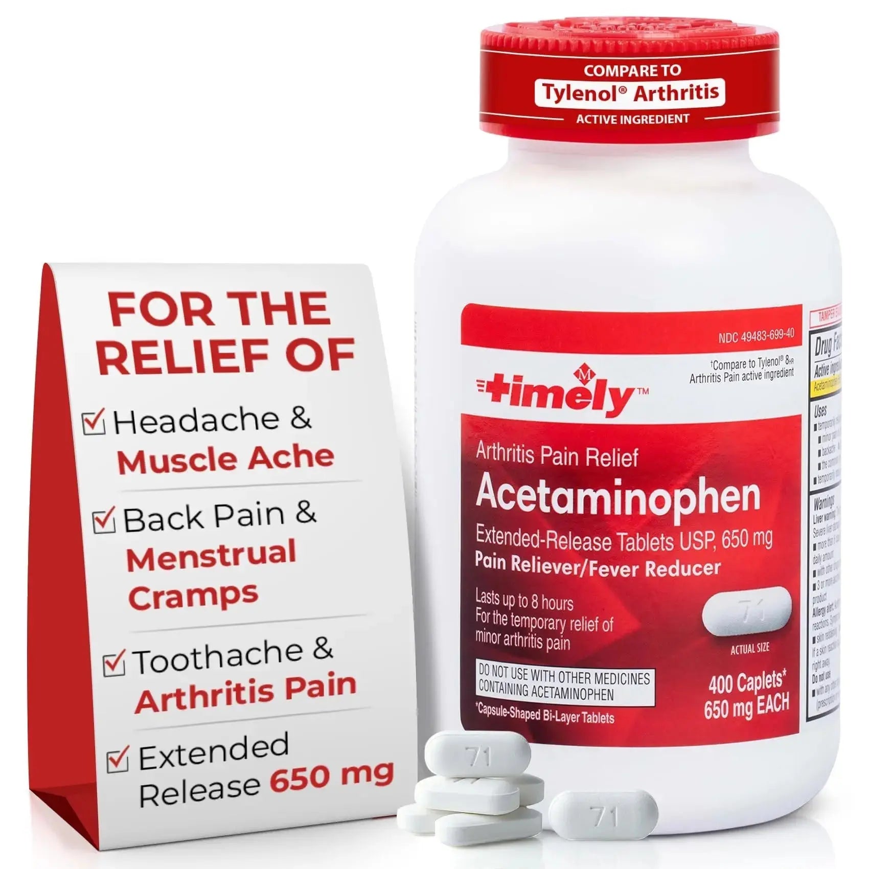 TIME-Cap Labs 400 Caplets Extended Release Acetaminophen 650mg - Pain Reliever & Fever Reducer for Adults, Helps with Headaches, Backaches, Muscle Pain, Toothaches, Arthritis & Menstrual Cramps TIME-CAP LABS, INC.Au supplements