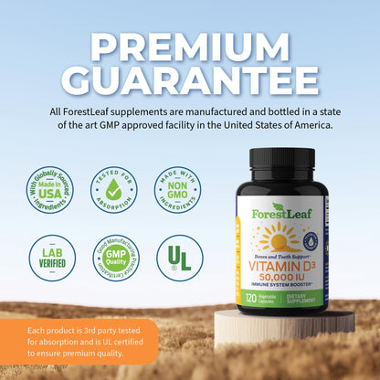 ForestLeaf - Vitamin D3 IU Weekly Supplement - (50,000 IU - 120 Count - 2 Pack) ForestLeafUS supplements