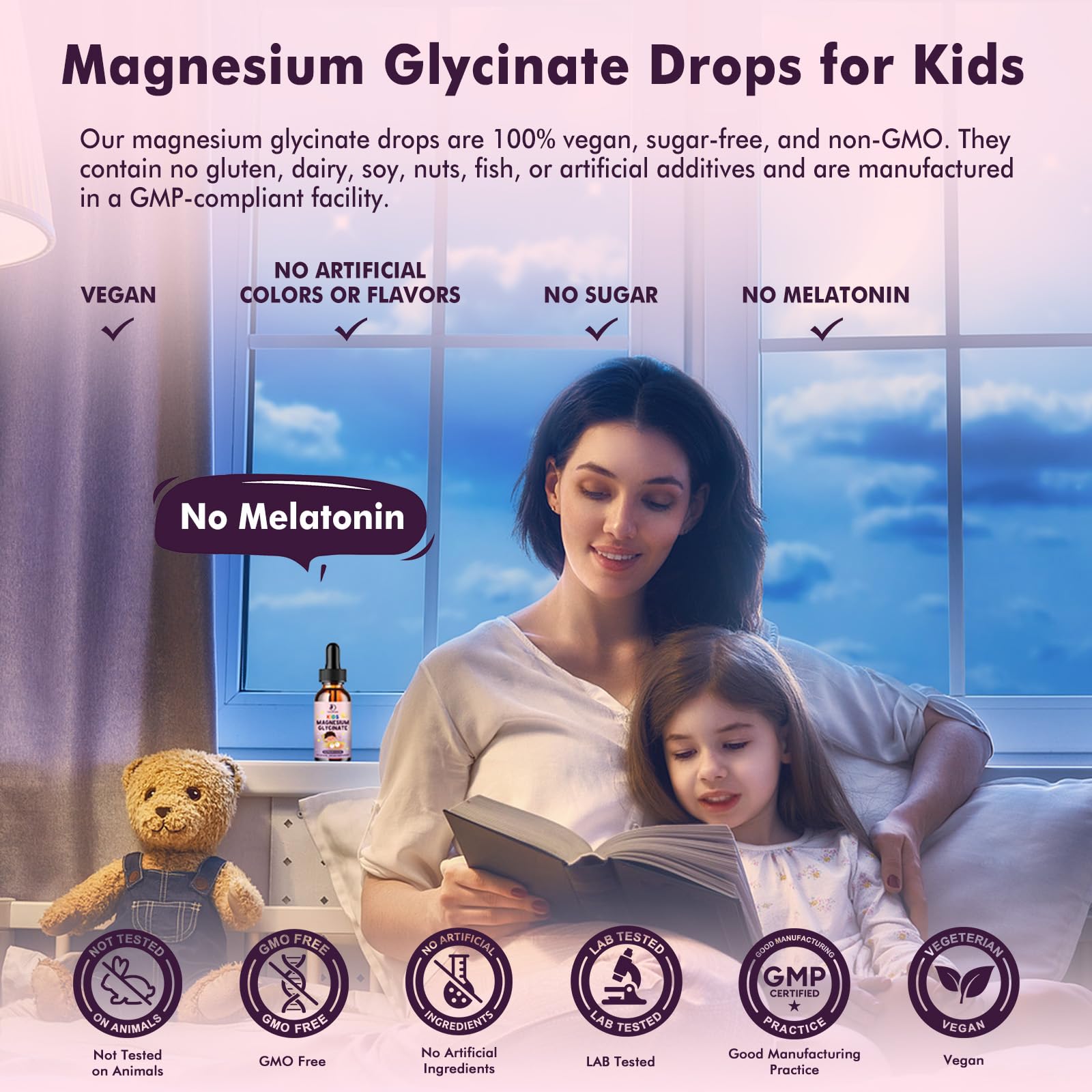 Kids Magnesium Glycinate Sleep Liquid Drops – Sleep & Calm Support with L-Theanine – Melatonin-Free, Sugar-Free Vegan Raspberry Supplement – 2 Bottles, 30ml Each LUCNVEMAu supplements