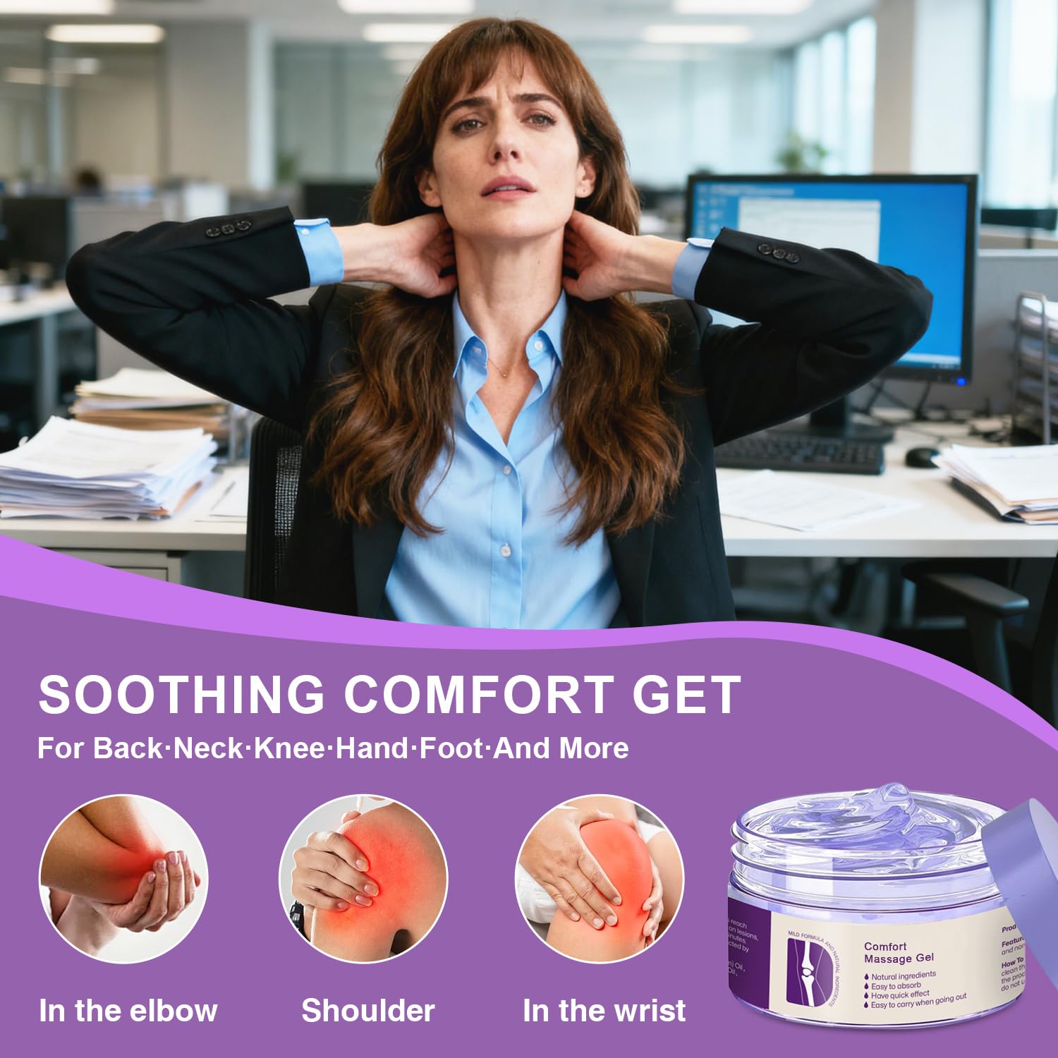 Kresin Joint Comfort Purple Gel, Kresin Joint Comfort Massage Gel, Soothes Discomfort for Neck, Back, Knees, Lumbar, and Feet, Absorb Quickly and Non-Greasy, 1.76 OZ, Violet JosmonAu supplements