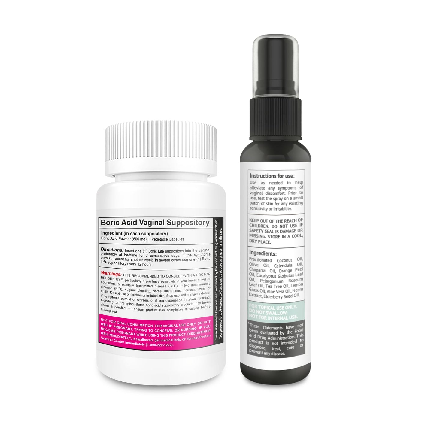 NutraBlast Boric Acid Vaginal Suppositories 600mg (30 Count) Bundle with Intimist Essential Oils Blend Spray (2 fl oz) NutraBlastUS supplements