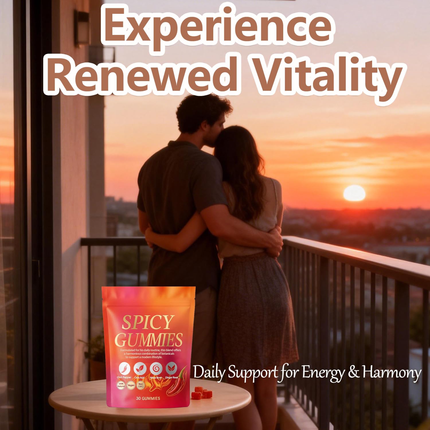 Spicy Gummy, Hot Peach Gummies – Natural Chili Flavor, Promote Calmness and Intimacy Wellness, 30 Gummies VoererhAu supplements