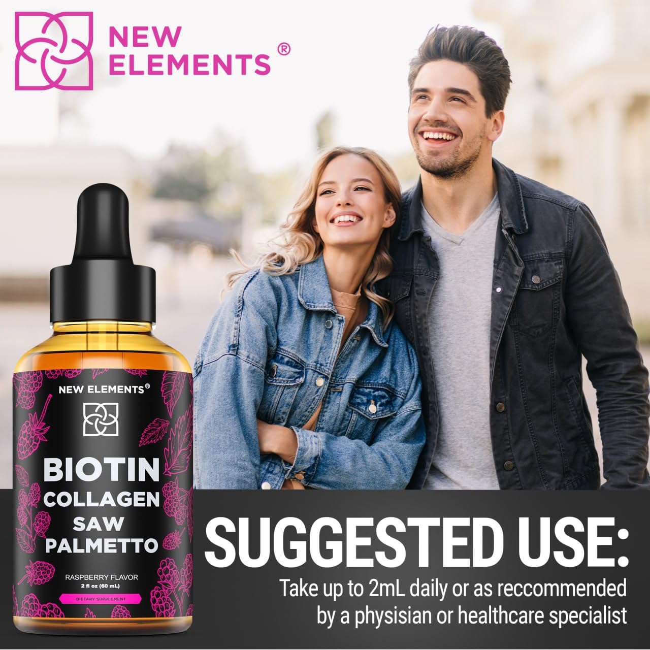 Liquid Biotin with Collagen & Saw Palmetto Extract for Women and Men | Hair Growth New ElementsAu supplements