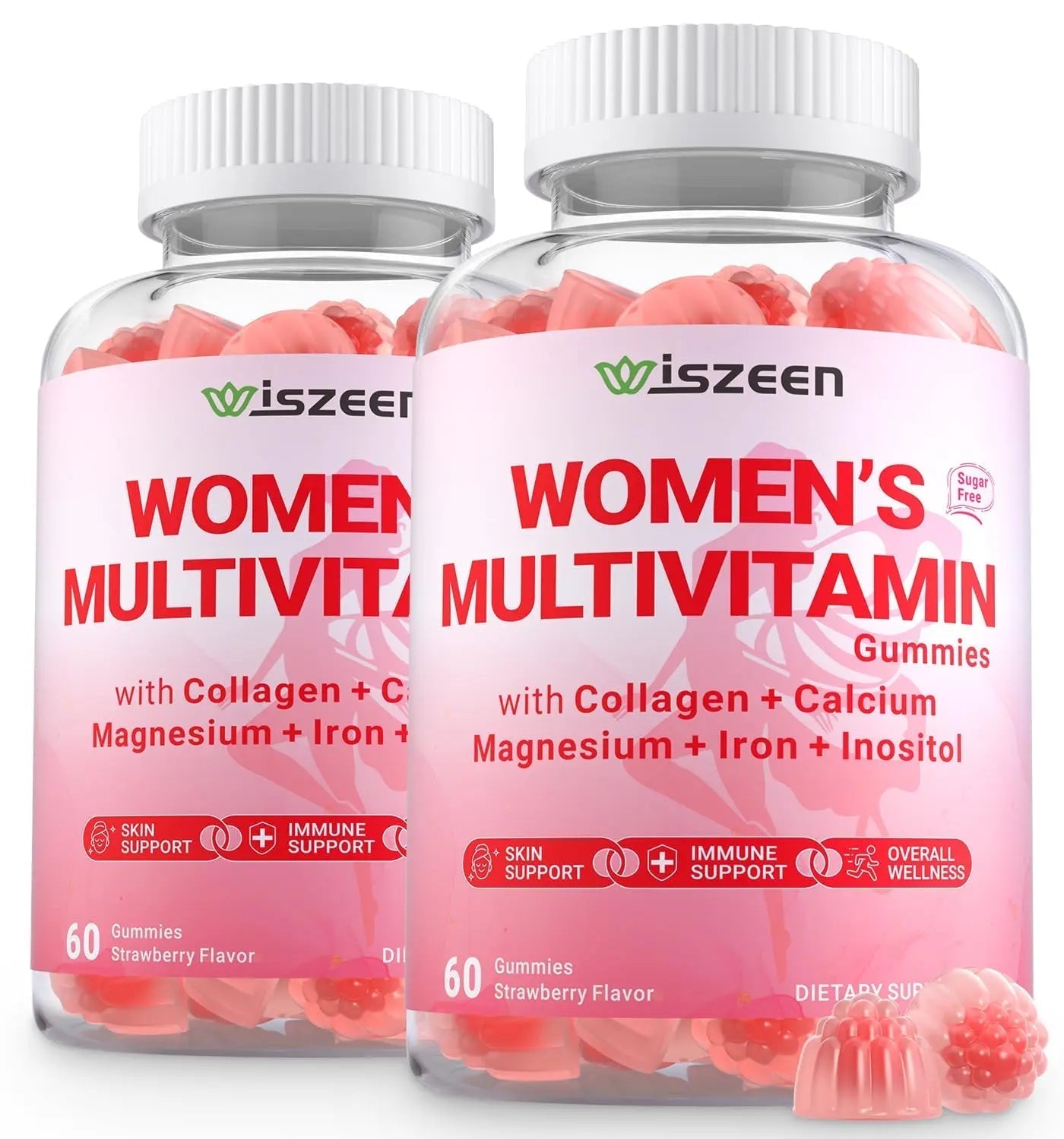 Wiszeen Sugar Free Methylated Multivitamin for Women Gummies, Biotin, Collagen, Calcium, Magnesium, Inositol, Folate, Iron, Vitamin A, C, D, E WiszeenAu supplements
