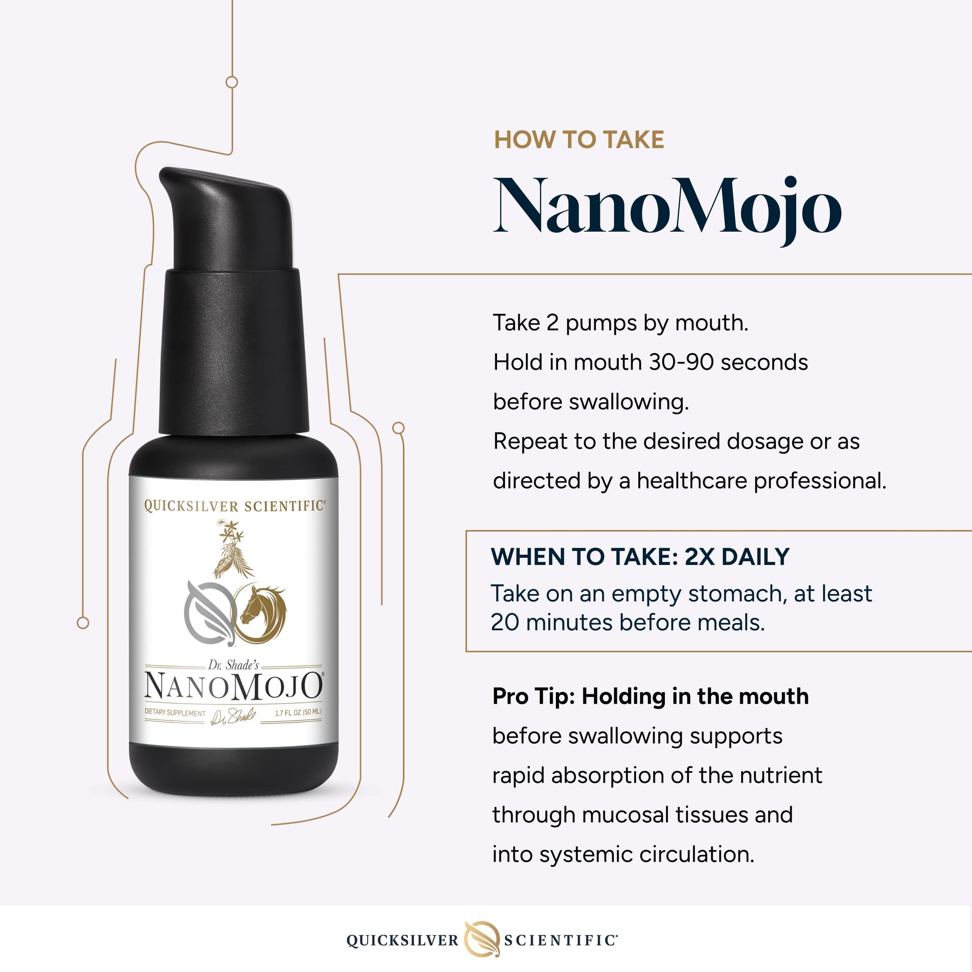 Quicksilver Scientific NanoMojo - Male-Specific Endurance Elixir & Energy Boost Support - 19 Herbs Including Epimedium for Men, Rhodiola Extract, Herbal Ginseng, and Adaptogenic Herbs (1.7oz / 50ml) Quicksilver ScientificUS supplements