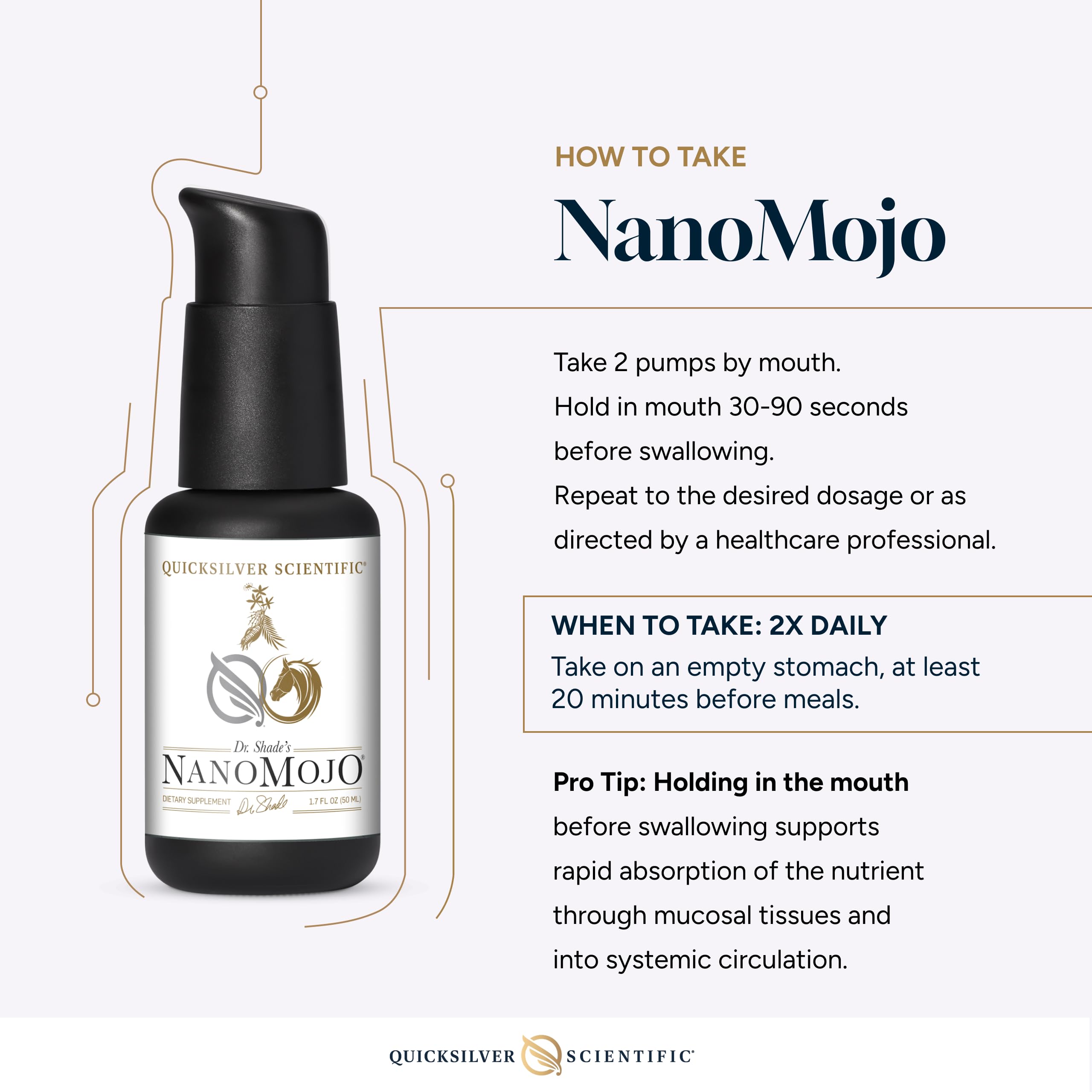 Quicksilver Scientific NanoMojo - Male-Specific Endurance Elixir & Energy Boost Support - 19 Herbs Including Epimedium for Men, Rhodiola Extract, Herbal Ginseng, and Adaptogenic Herbs (1.7oz / 50ml) Quicksilver ScientificUS supplements