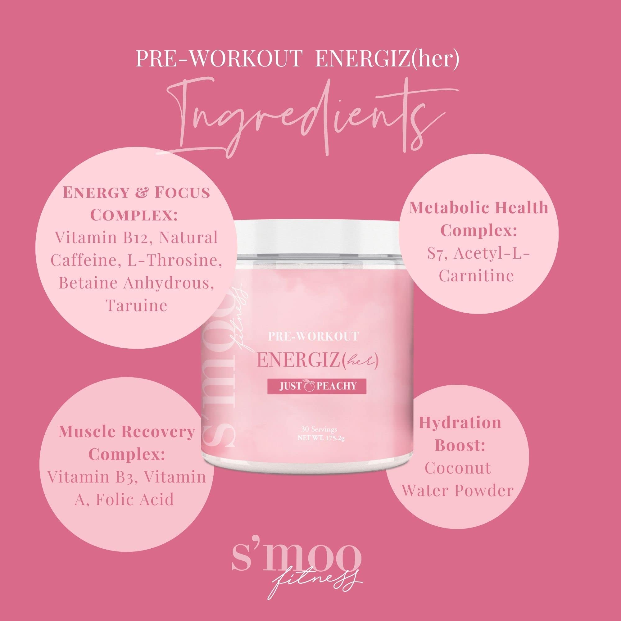 S'moo ENERGIZ(her) Pre Workout Supplement - Preworkout Energy Powder - 30 Servings S'mooAu supplements
