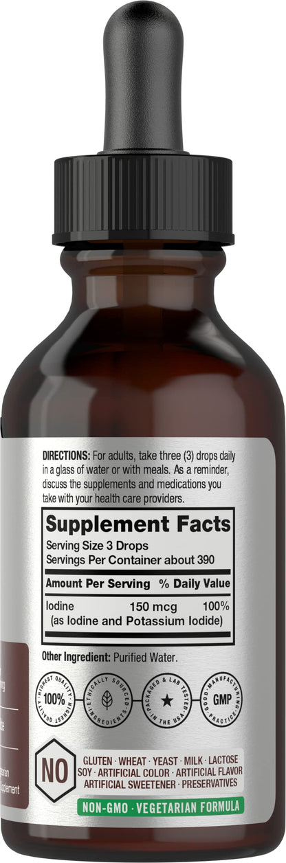 Liquid Iodine Solution Drops | 2 fl oz | 150 mcg | Iodine & Potassium Iodide Supplement HorbäachUS supplements