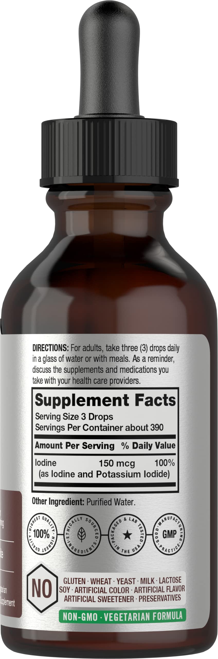 Liquid Iodine Solution Drops | 2 fl oz | 150 mcg | Iodine & Potassium Iodide Supplement HorbäachAu supplements