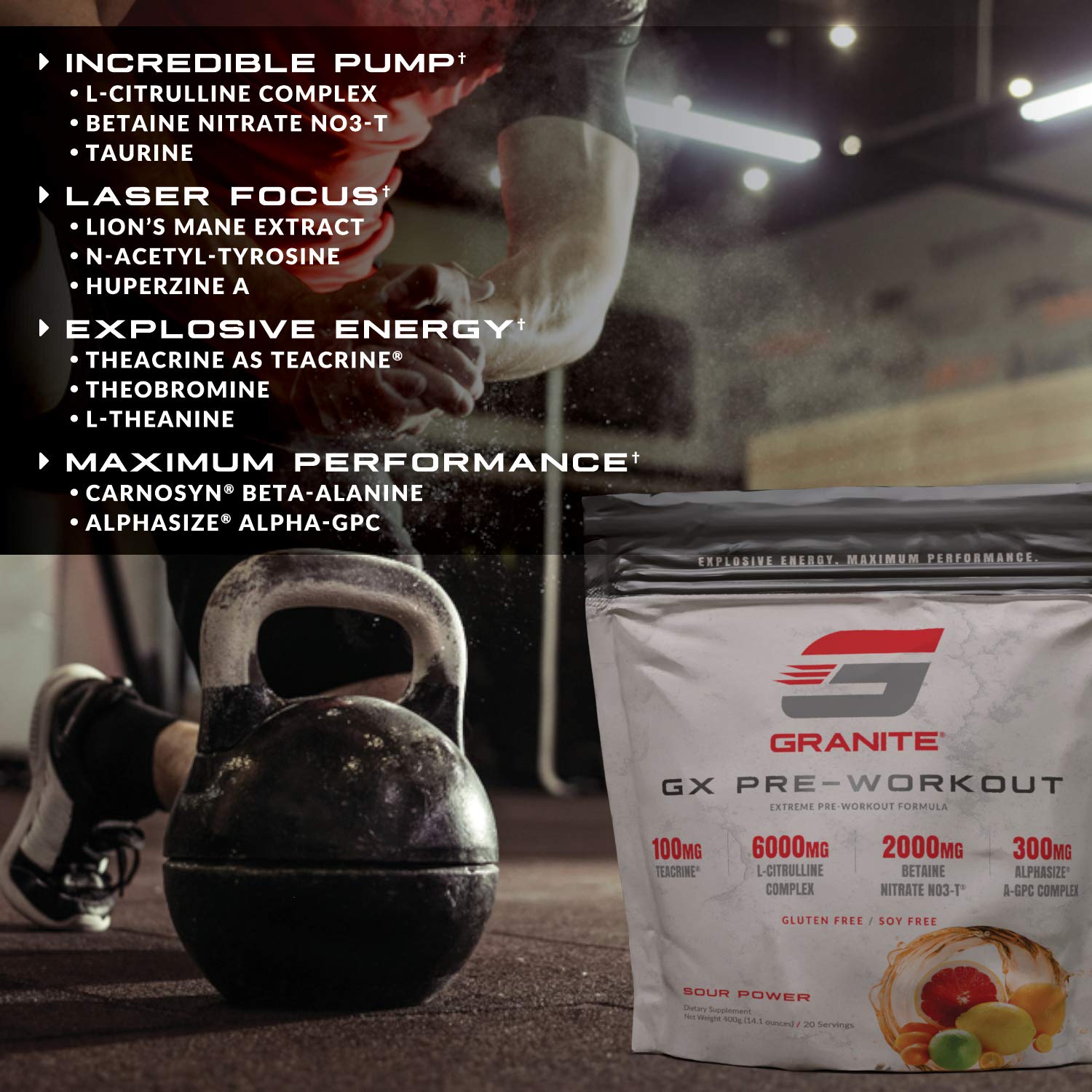 Granite GX Pre-Workout Supplement (Watermelon) Advanced Formula for Pump, Focus Granite SupplementsAu supplements