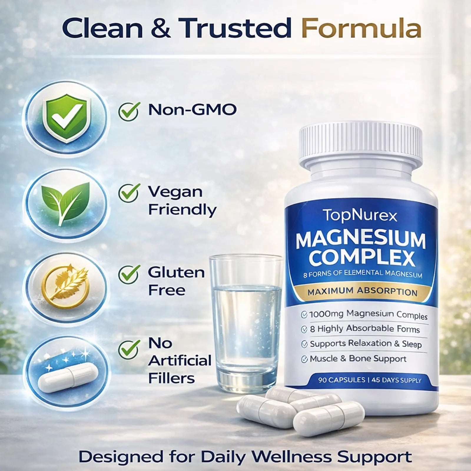 Top Nurex Magnesium Complex Supplement for Women & Men | 1000mg Maximum Absorption | 8 Magnesium Forms Including Glycinate, Citrate, Malate | Supports Relaxation, Sleep, Bone Strength | 90 Capsules Art animenz supplements
