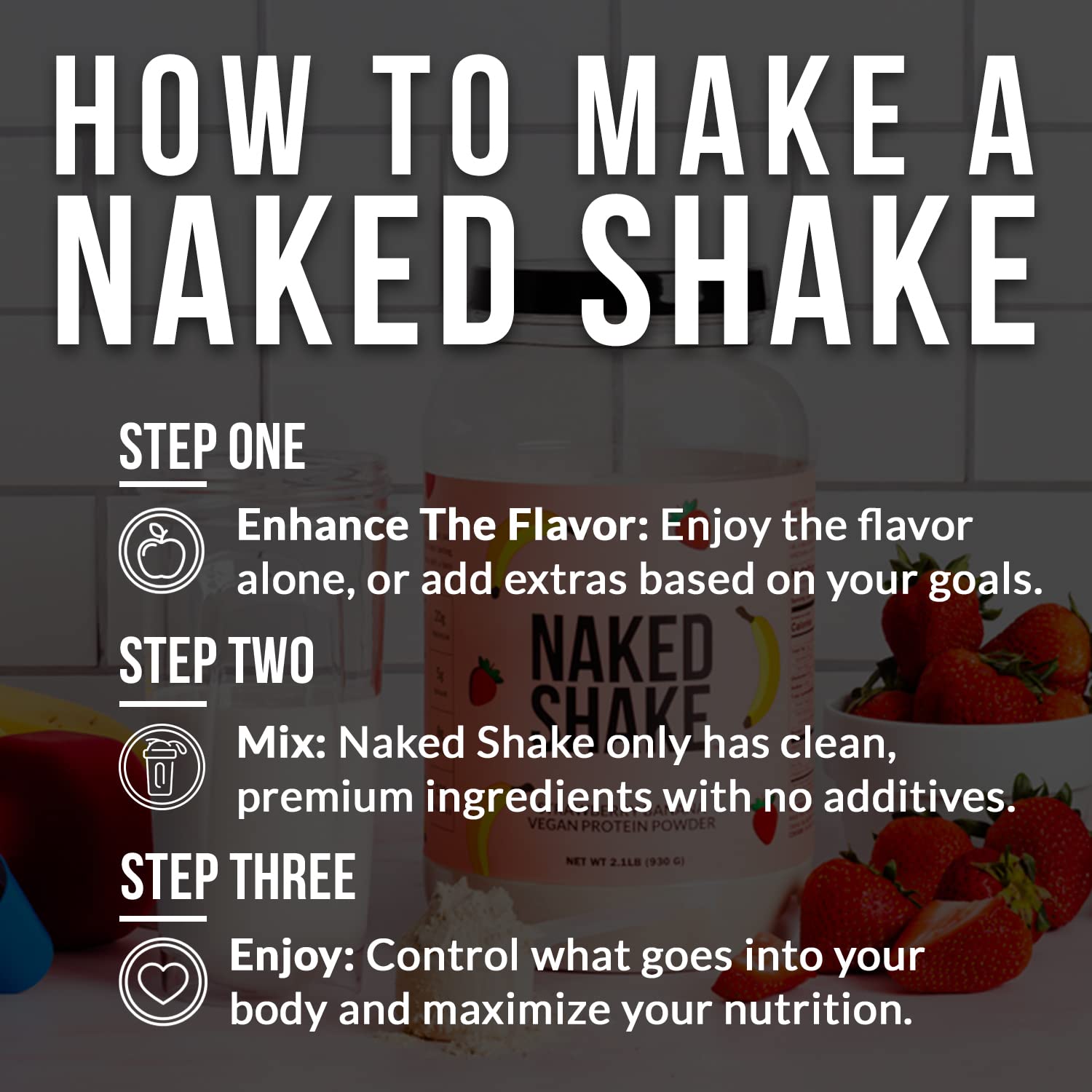 NAKED nutrition Naked Shake - Vegan Protein Powder, Strawberry Banana - Flavored Plant NAKEDUS supplements