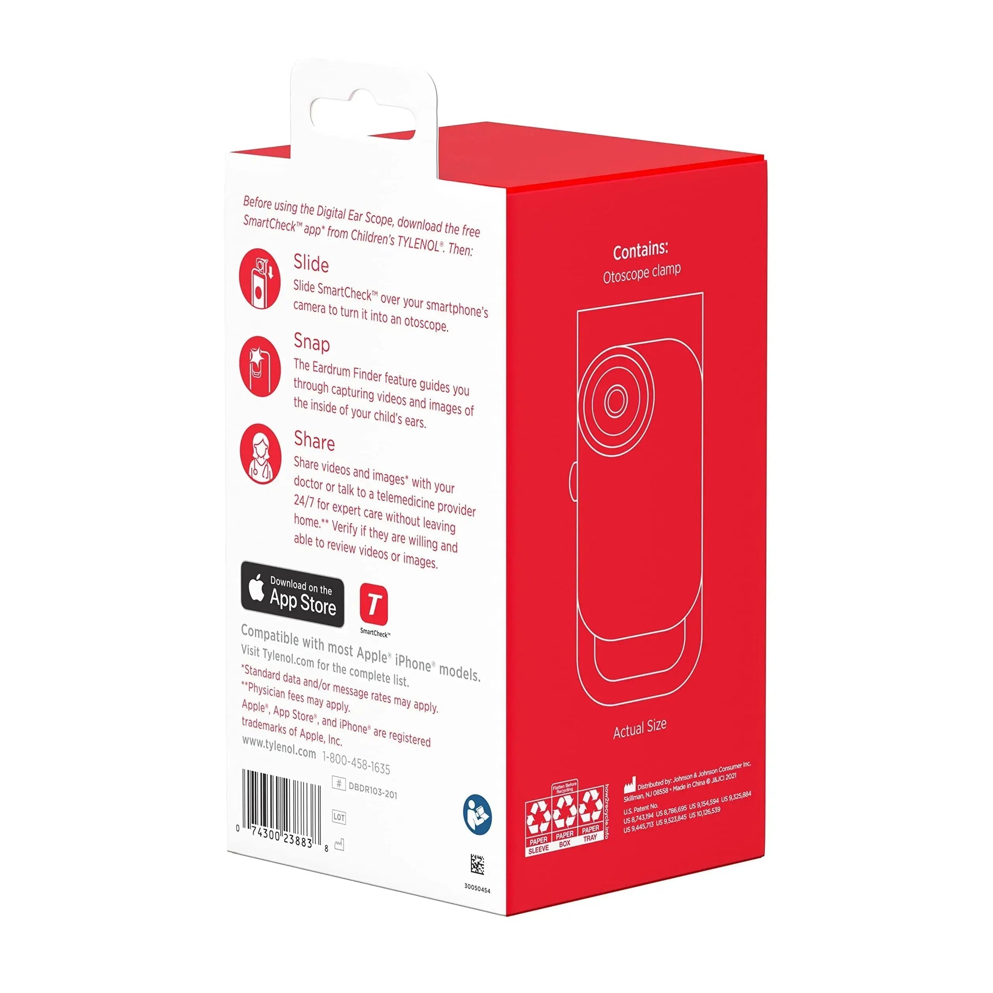SmartCheck Digital Ear Scope from Children's Tylenol, Otoscope with Light, 1 Otoscope Clamp, 12 Specula Tips + Children's Tylenol Pain + Fever Medicine with Acetaminophen, 8 fl. oz TylenolAu supplements