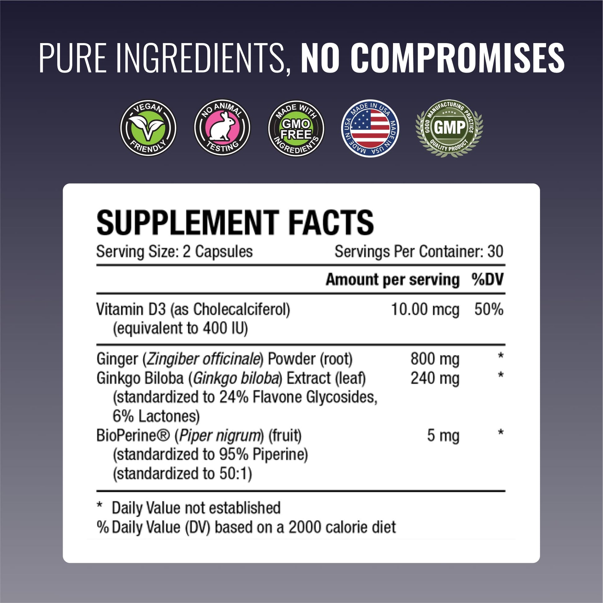 Approved Science VertiSyl - Ginkgo Biloba, Ginger, Vitamin D3, BioPerine - 60 Capsules - 1 Month Supply Approved ScienceAu supplements