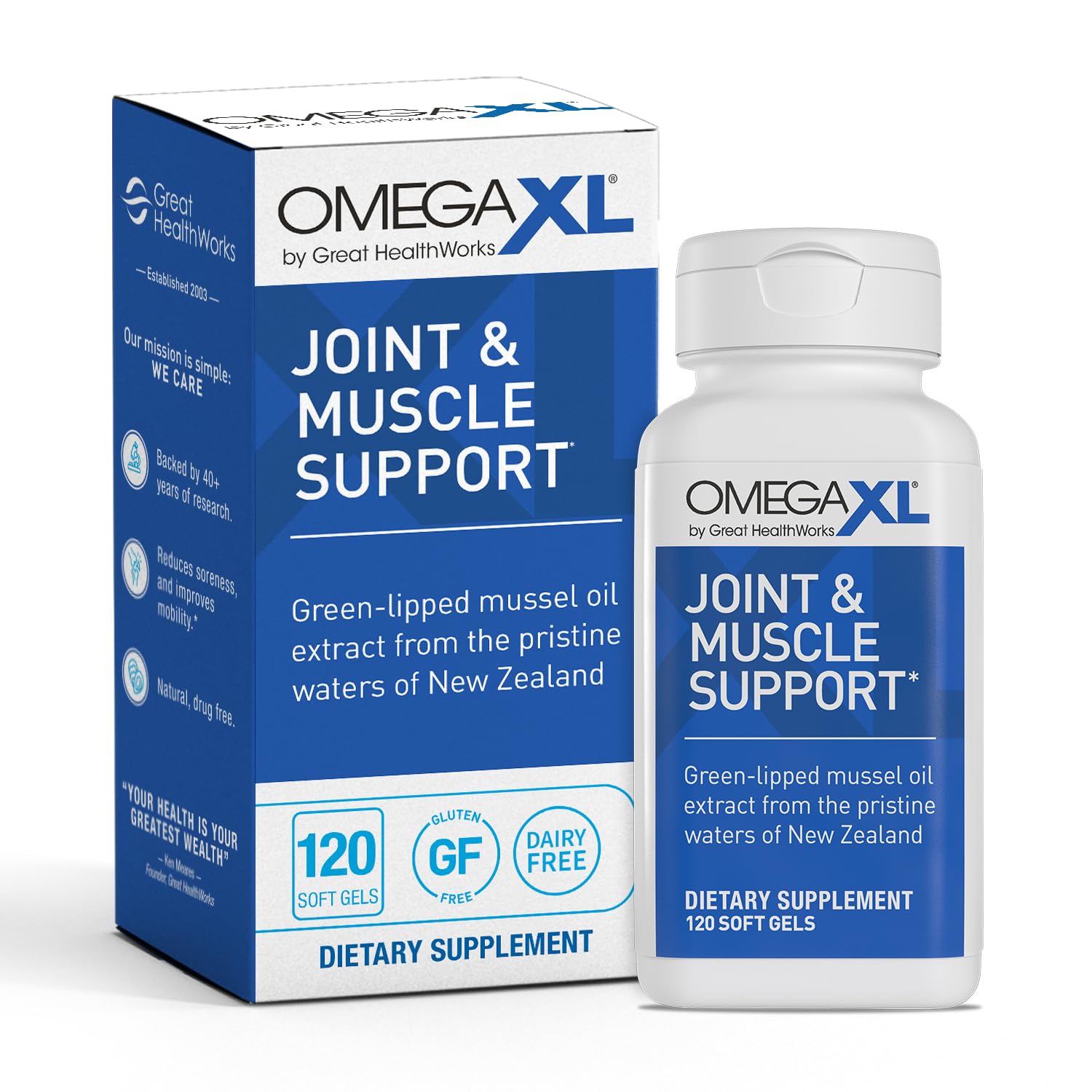 OmegaXL Joint Support Supplement - Natural Muscle Support, Green Lipped Mussel Oil, Soft Gel Pills, Drug-Free, 120 Count OmegaXLAu supplements