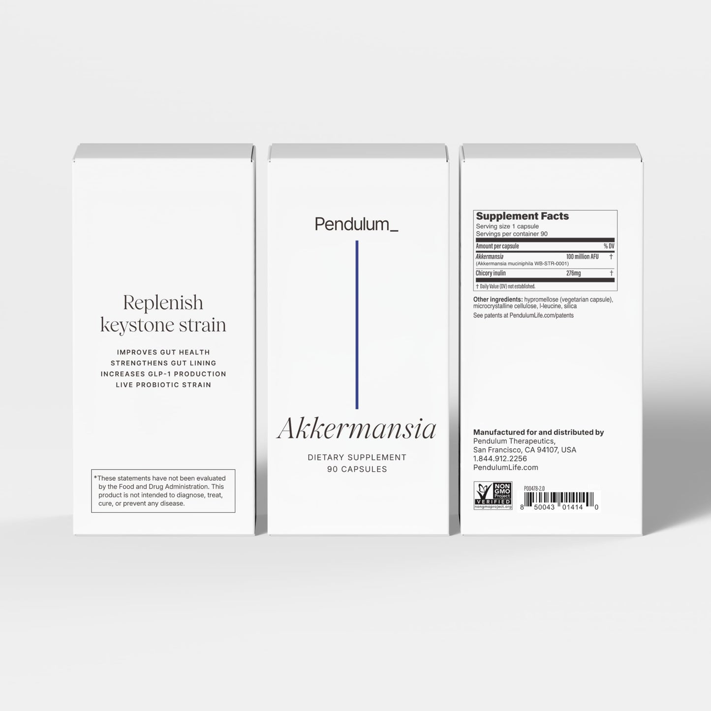 Pendulum Akkermansia Probiotic with Prebiotic Fiber - Delayed Release Capsules, Third-Party Tested, Authentic 100M AFU Live Strain for Gut Health PendulumUS supplements