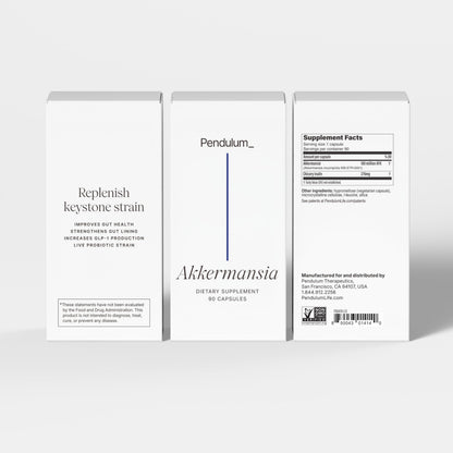 Pendulum Akkermansia Probiotic with Prebiotic Fiber - Delayed Release Capsules, Third-Party Tested, Authentic 100M AFU Live Strain for Gut Health PendulumUS supplements