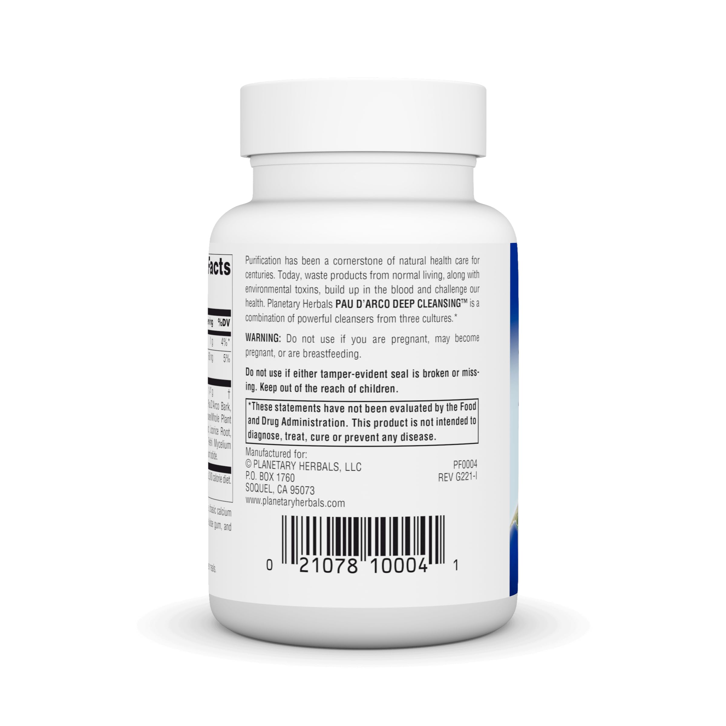 Planetary Herbals PAU D'Arco Deep Cleansing, Herbal Supplement, 735 mg - 72 Tablets Planetary HerbalsAu supplements