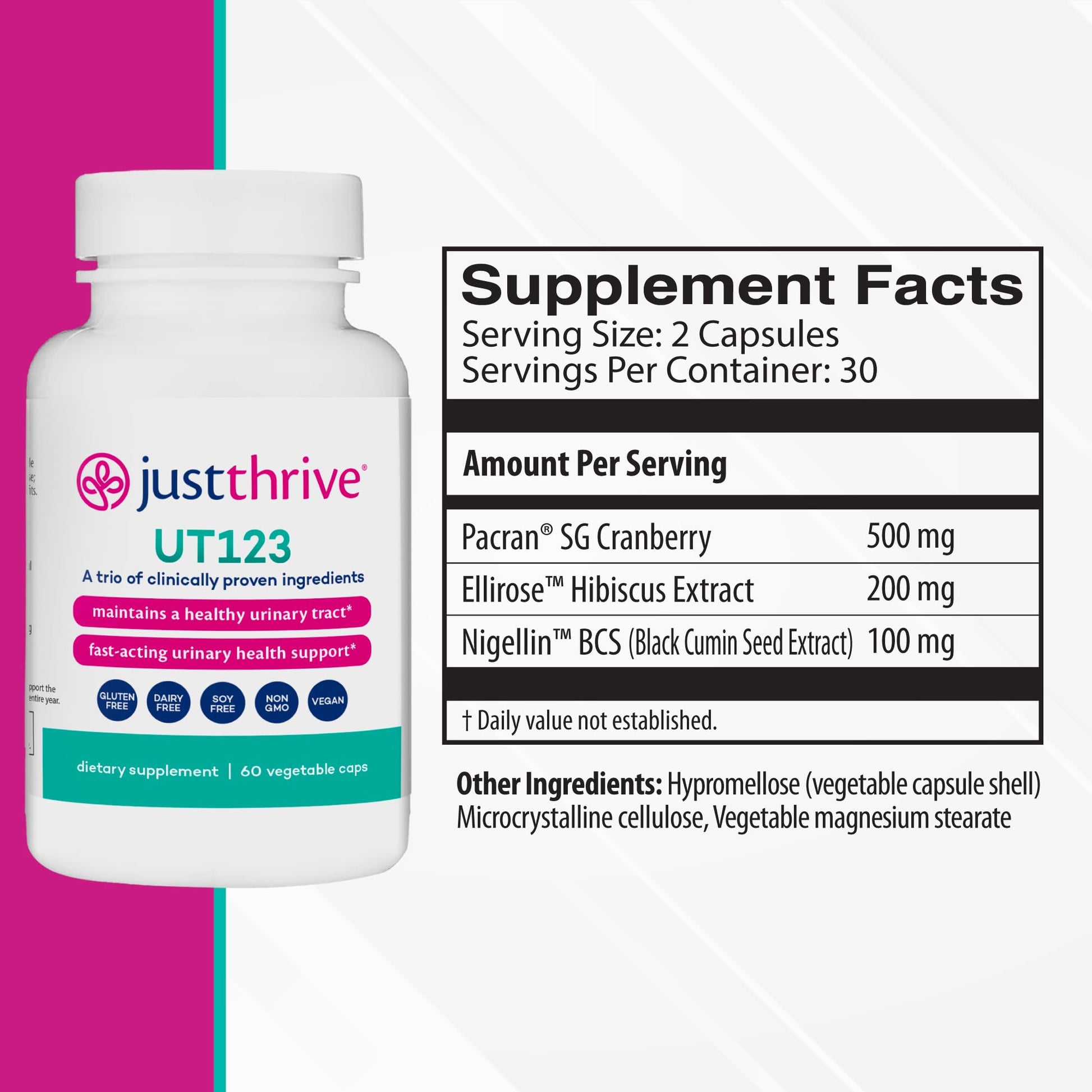 Just Thrive UT123 - Supports Urinary Tract Health for Women - Made with Cranberry, 60 Capsules Just ThriveUS supplements