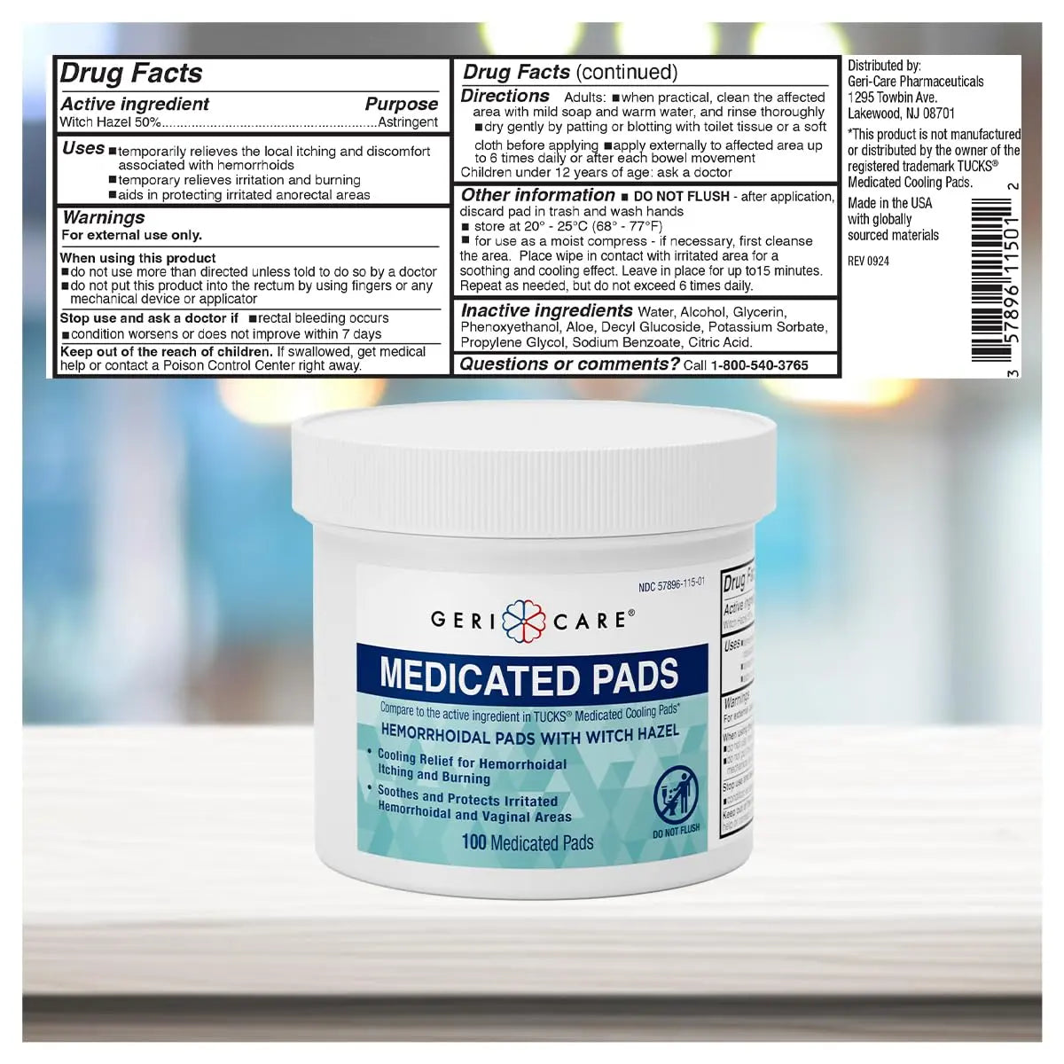 GeriCare Medicated Cooling Pads with Witch Hazel. for Soothing Itch, Discomfort, and Burning, Pre-Moistened Pads Ideal for Sensitive Areas, 100 Count (Pack of 1) GeriCareAu supplements