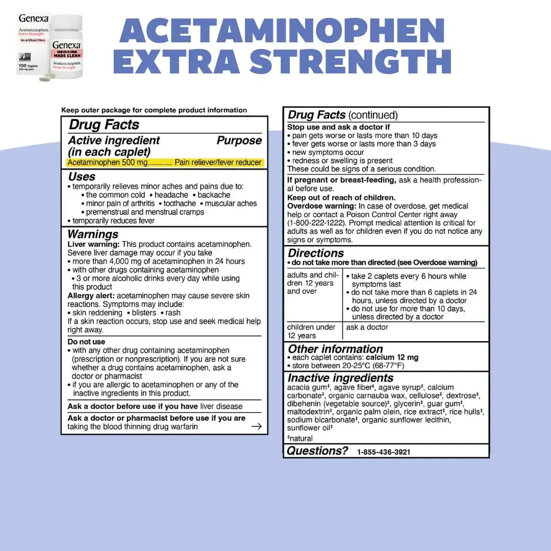 Genexa Kids & Adults Clean Acetaminophen Combo | Family Pain & Fever Bundle | Dye Free, 0% Artificial Additives | Vegan & Non-GMO | Medicine Made Clean | Ages 2-11, 12+ (2 Pack) GenexaAu supplements
