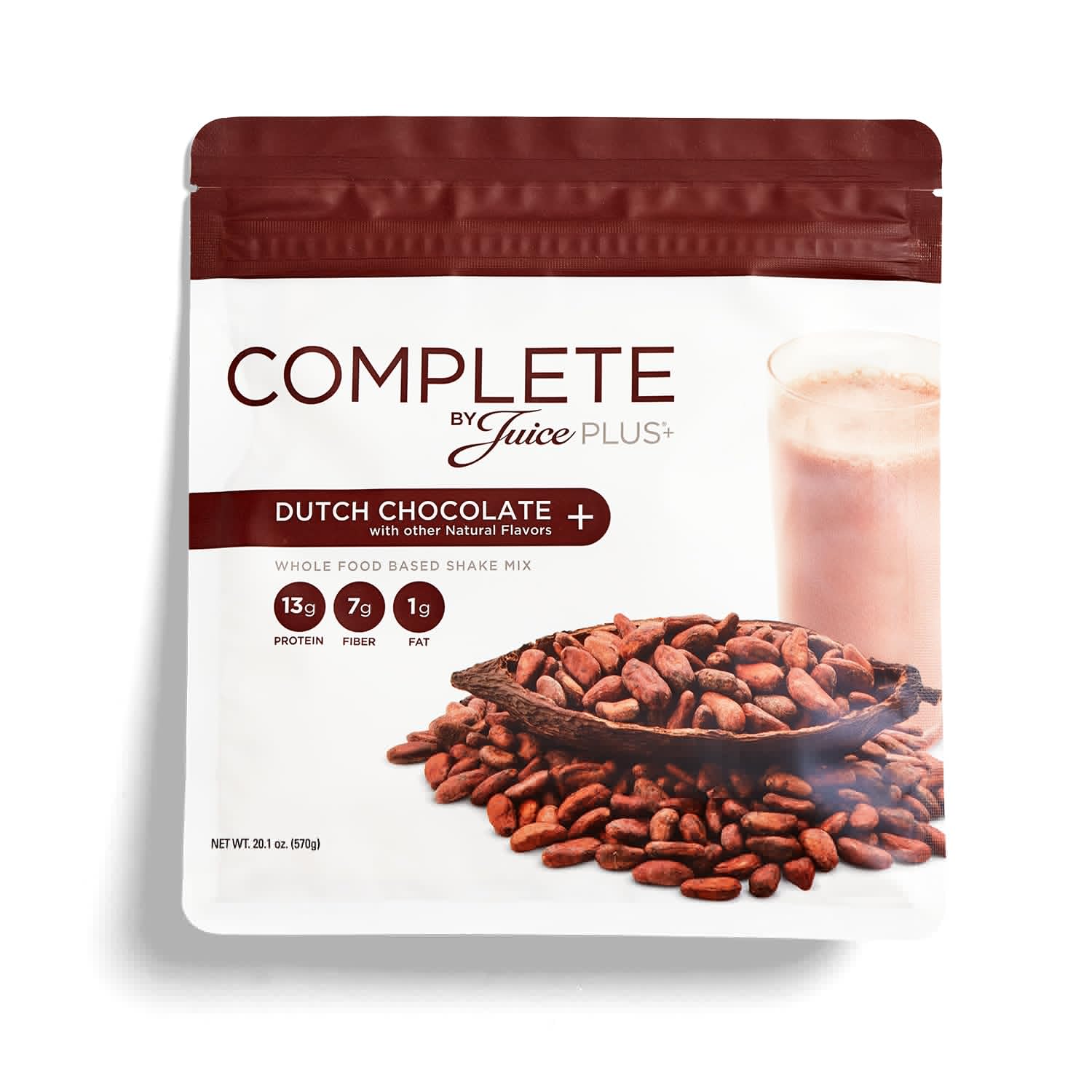 Complete by JuicePlus+ Dutch Chocolate Shakes - Plant-Based Nutrition - Whole Food Based Shake Powder with Protein, Fiber & Prebiotics - 30 Servings (2 Pouches, 15 Servings Each) Juice Plus+Au supplements