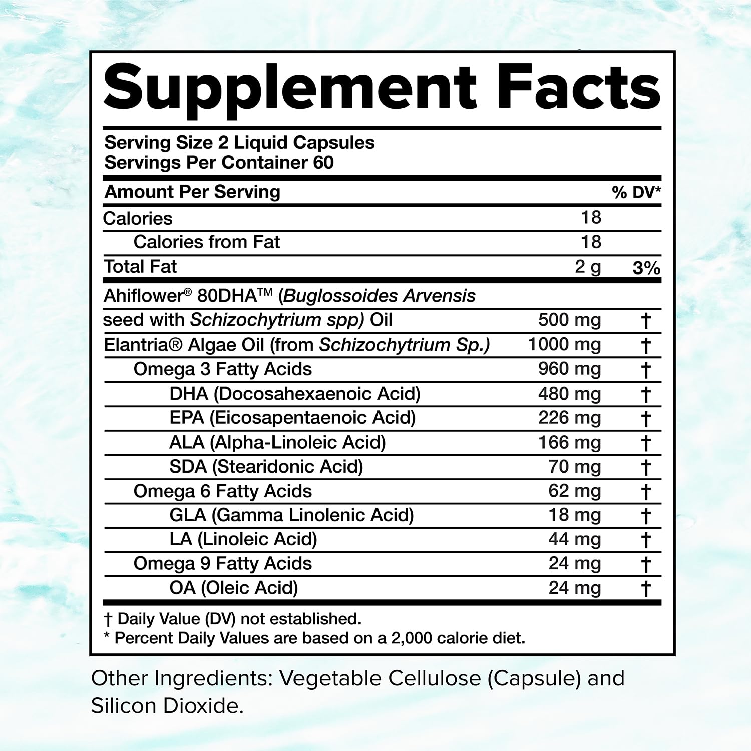 Complement Vegan Omega 3 Supplement- 960mg Omega-3 Fatty Acids, DHA, EPA, SDA, ALA Supplement - Immune Support- 60 Servings, 120 Liquid Capsules ComplementAu supplements