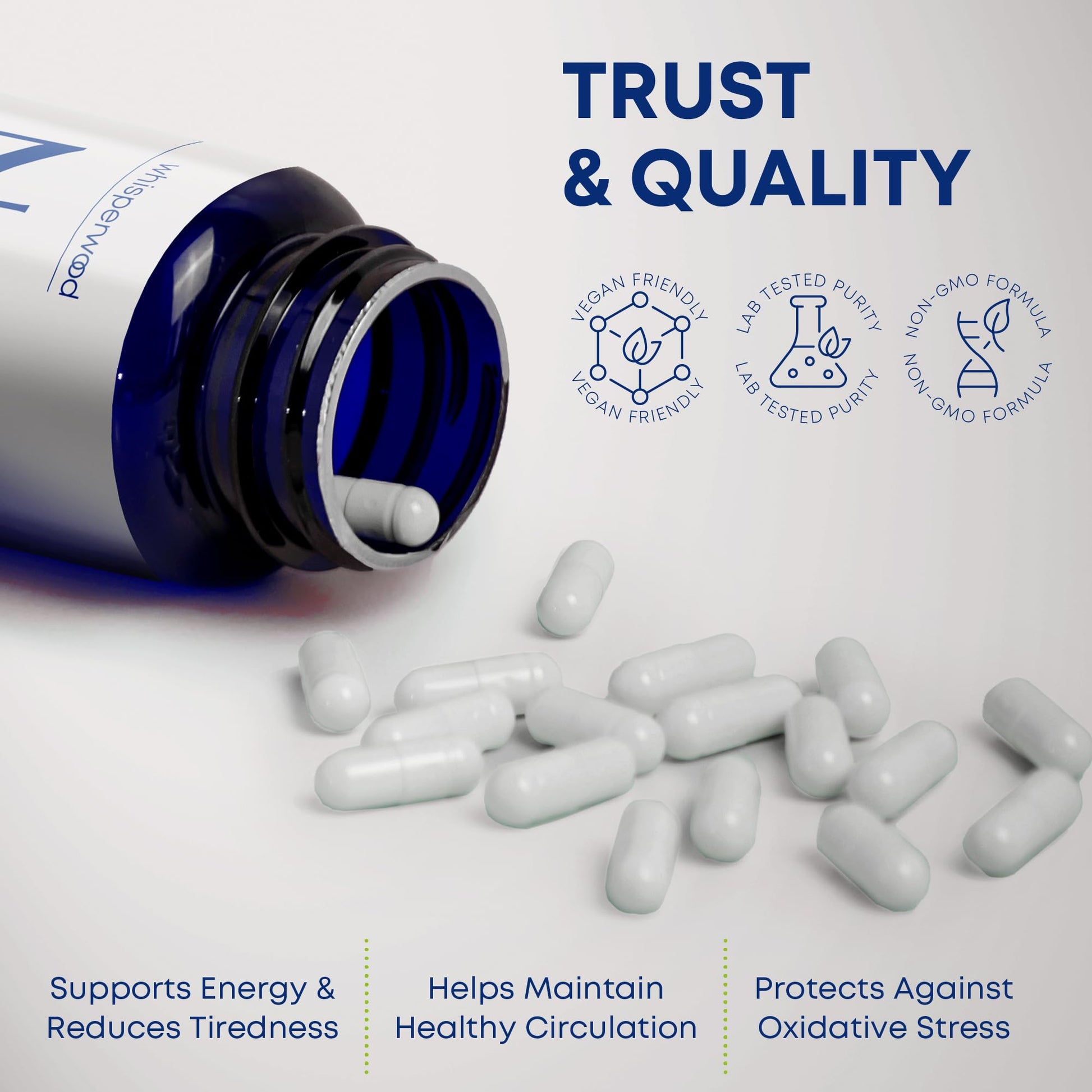 NAD+ Supplement with Nicotinamide Riboside, Trans Resveratrol & Quercetin – NAD Plus Complex for Energy, Brain & Mitochondrial Support – Antioxidant and Longevity Formula for Women & Men – 60 capsules WHISPERWOODAu supplements