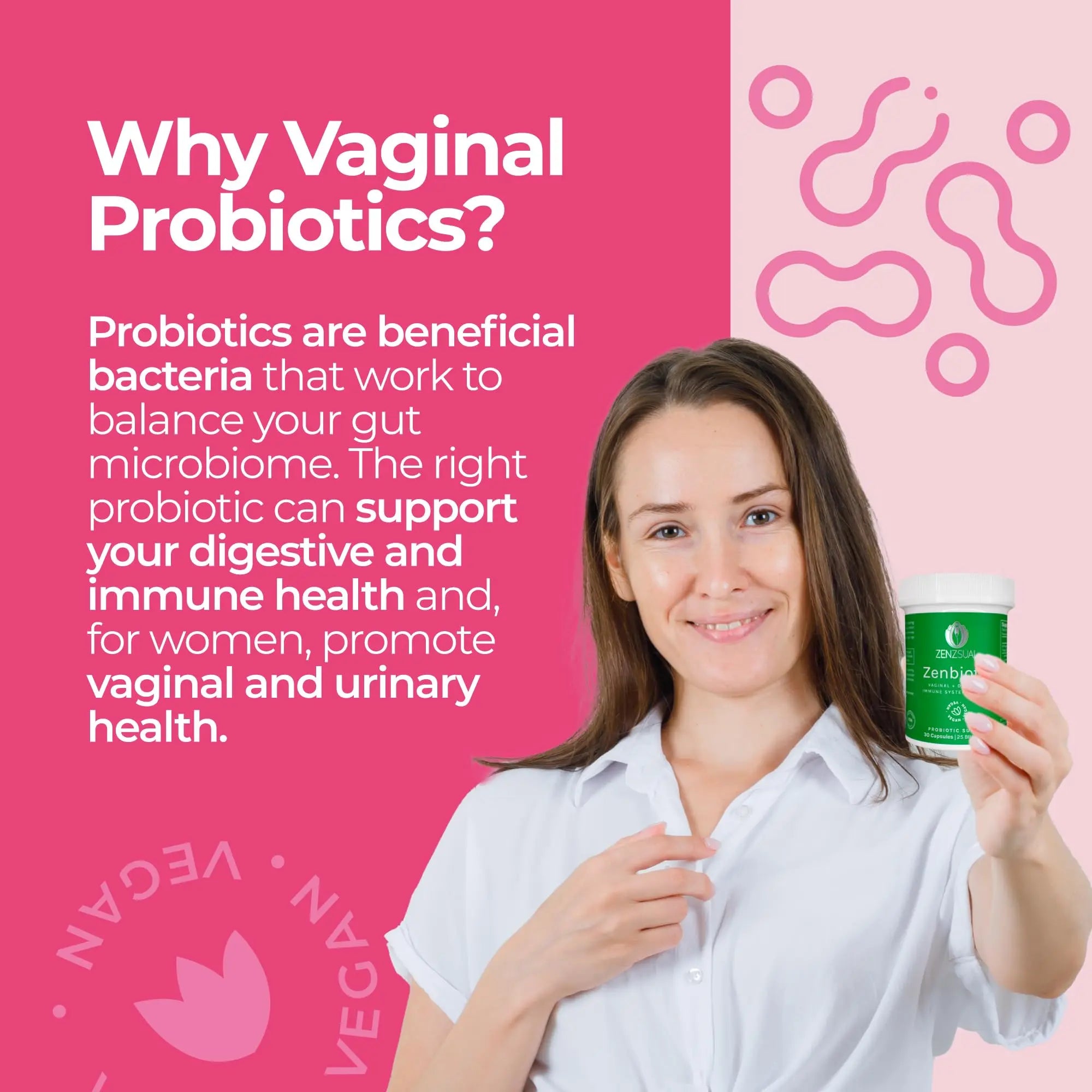 ZENZSUAL Zenbiotic Probiotics Support for Women – 25 Billion CFU, Vaginal Health & pH Balance Support, Odor & Yeast Control, Gut & Digestive Health, Urinary Comfort, Hormone Balance, 30 Vegan Capsules ZENZSUALnz supplements
