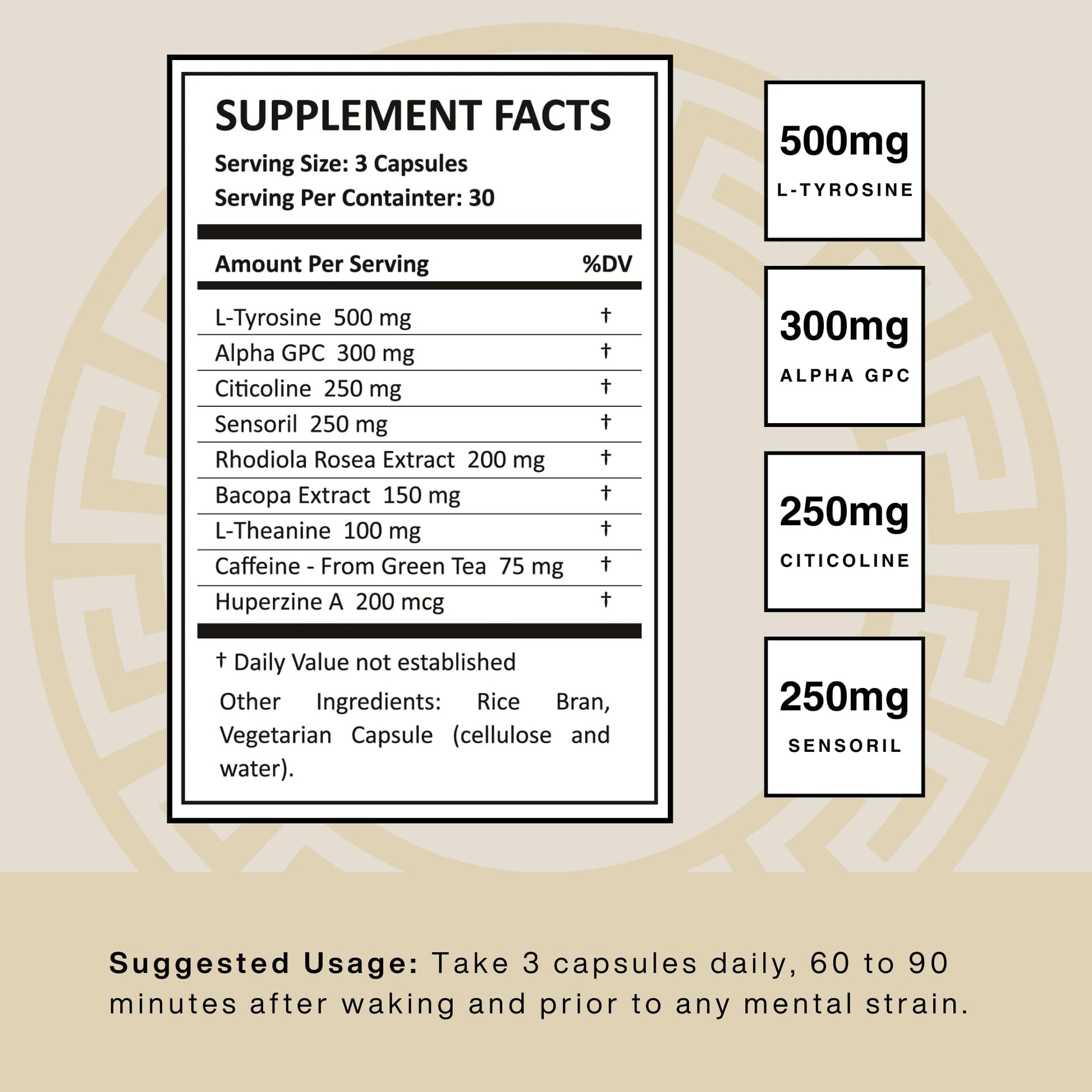 Mt. Athos Performance Sigma Mind | Potent Nootropic Formula to Support Cognitive Function, Improved Focus, Drive, and Mood | 30 Servings, 90 Capsules Mt. Athos PerformanceAu supplements