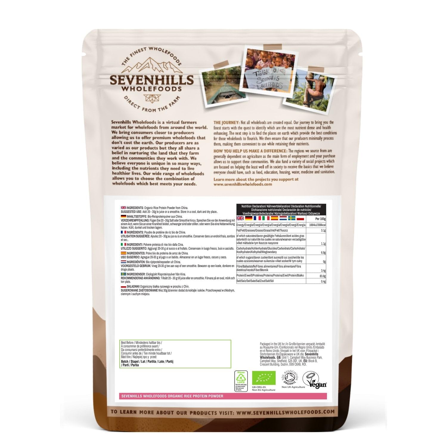 Sevenhills Wholefoods Organic Rice Protein Powder 500g Sevenhills WholefoodsAu supplements