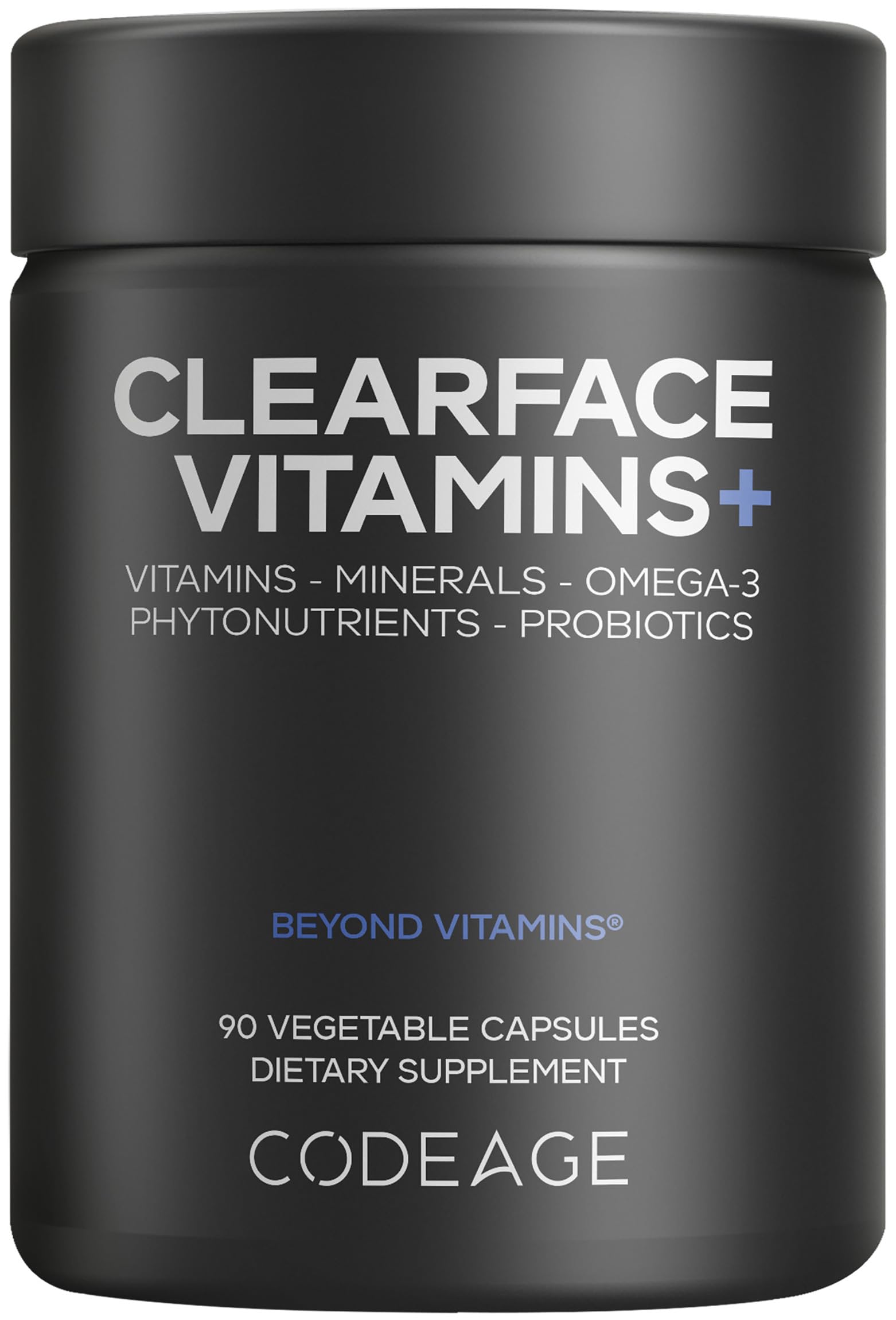 Codeage Clearface Pantothenic Acid, Niacin Supplement, Vitamins A, C, D3, E, Probiotics, Zinc, Riboflavin, Thiamin, L-Lysine HCL & Omega-3, Niacinamide, Skin Botanical Blend - Non-GMO - 90 Capsules CodeageAu supplements