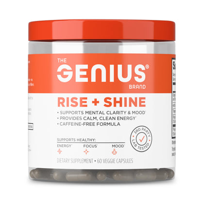 The Genius Brand Rise + Shine Nootropic – Cordyceps & Rhodiola Rosea – Caffeine-Free Energy & Mood Support – Focus, Clarity & Emotional Balance – 30 Servings The Genius BrandUS supplements