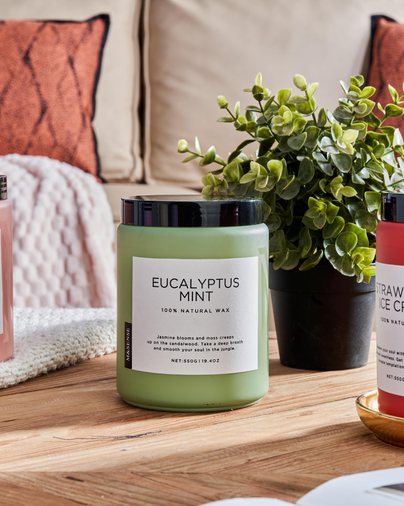 M&SENSE Eucalyptus Mint Candles for Home Scented, 19.4oz 110 Hours Burn Soy Aromatherapy M&SENSEAu supplements