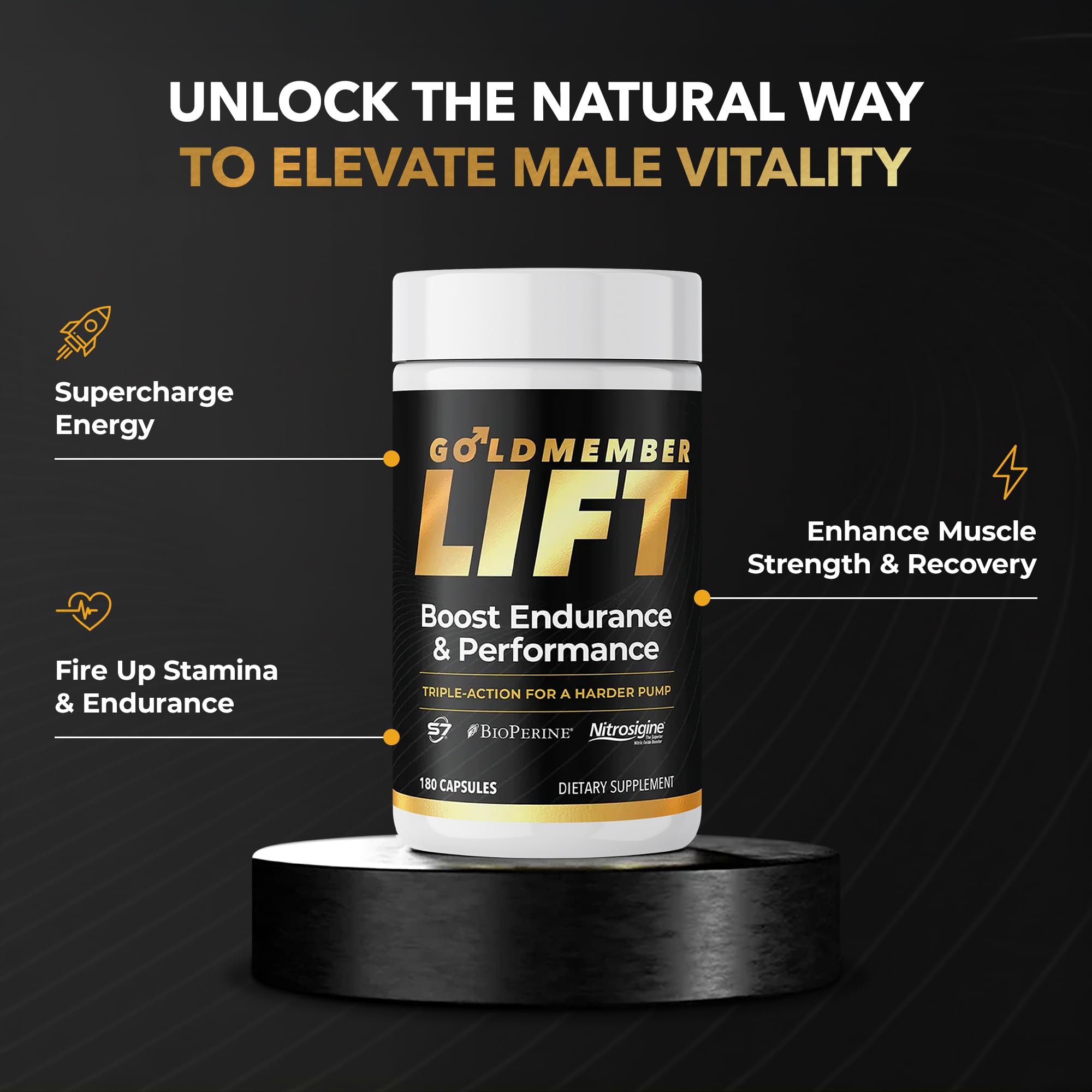 Juvenon GoldMember Lift Nitric Oxide Supplement – Nitrosigine, Trans-Resveratrol, S7 Plant Blend, BioPerine – Circulation, Energy & Muscle Support – 180 Capsules JuvenonAu supplements