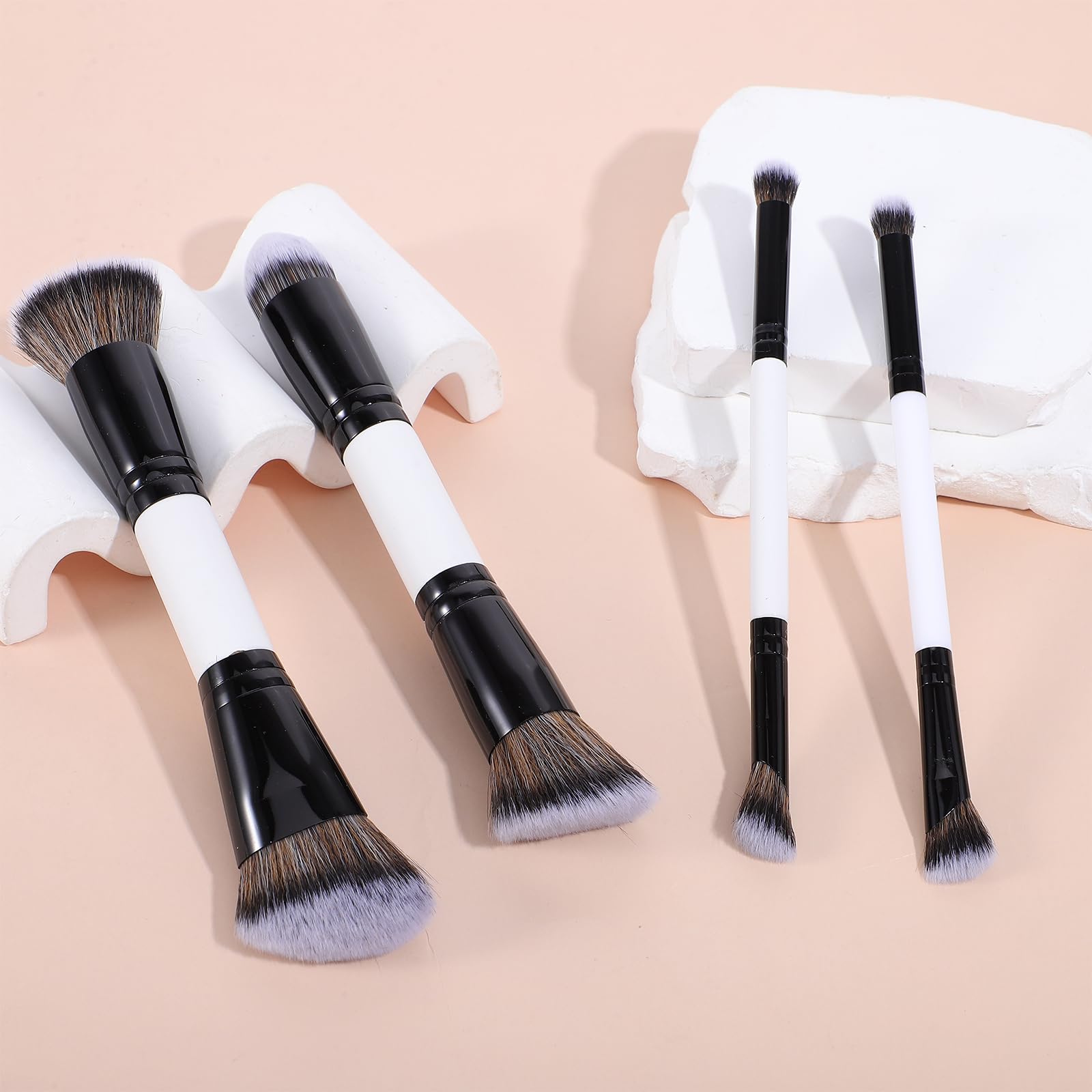 KFHENSOM 4PCS Foundation Contour Conceal Brush Set Dual-Ended Makeup Brushes Set Professional Powder Blush Concealer Eyeshadow Kabuki Foundation Brush Kit for Liquid Loose Powder Cream KFHENSOMRAu supplements