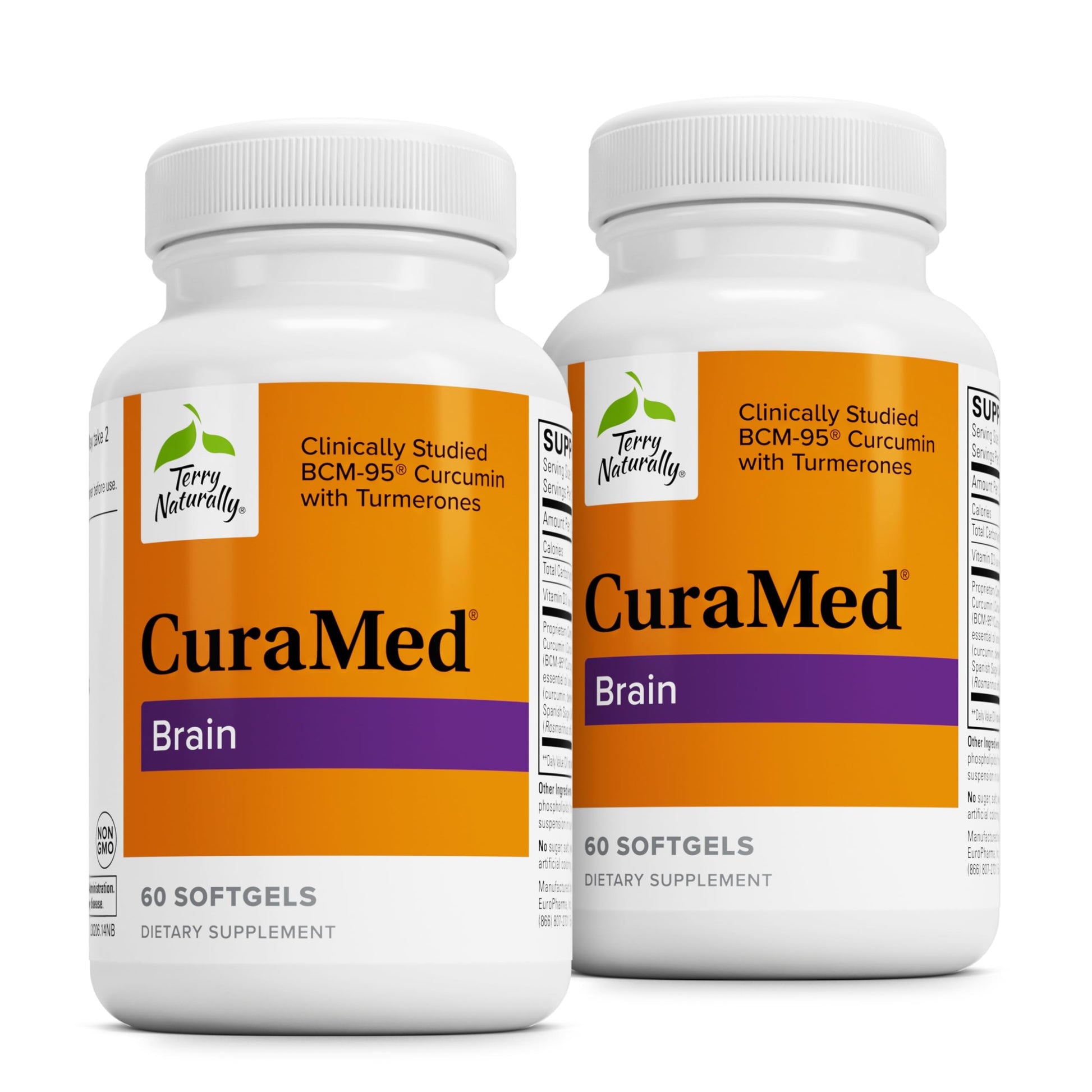 Terry Naturally CuraMed Brain - Dietary Supplement to Support Clarity & Focus - Brain Health Supplement with Curcumin & Turmeric Essential Oil to Aid Concentration - 60 Softgels (2 Pack) Terry NaturallyAu supplements
