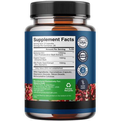 Balancing Berberine Plus 1200mg Per Serving Complex - Antioxidant Berberine with Ceylon Natures CraftUS supplements