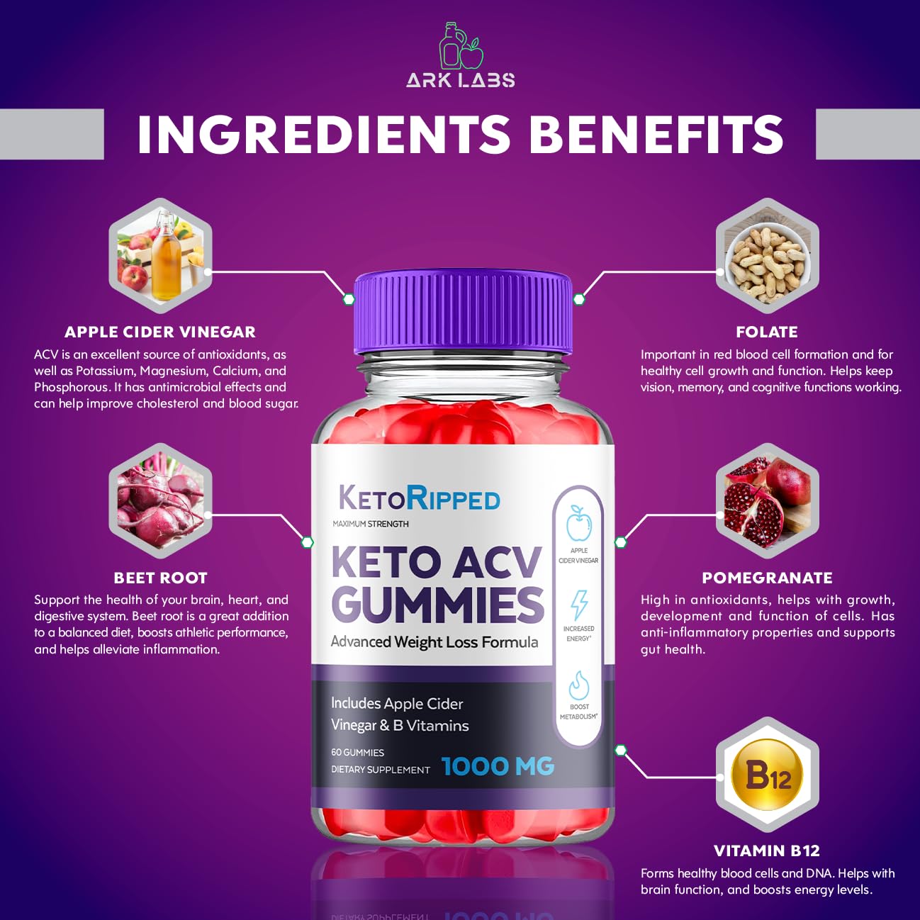 (5 Pack) Keto Ripped ACV Gummies, Keto Ripped ACV Gummies Advanced Weight Loss 1000MG Ark LabsAu supplements