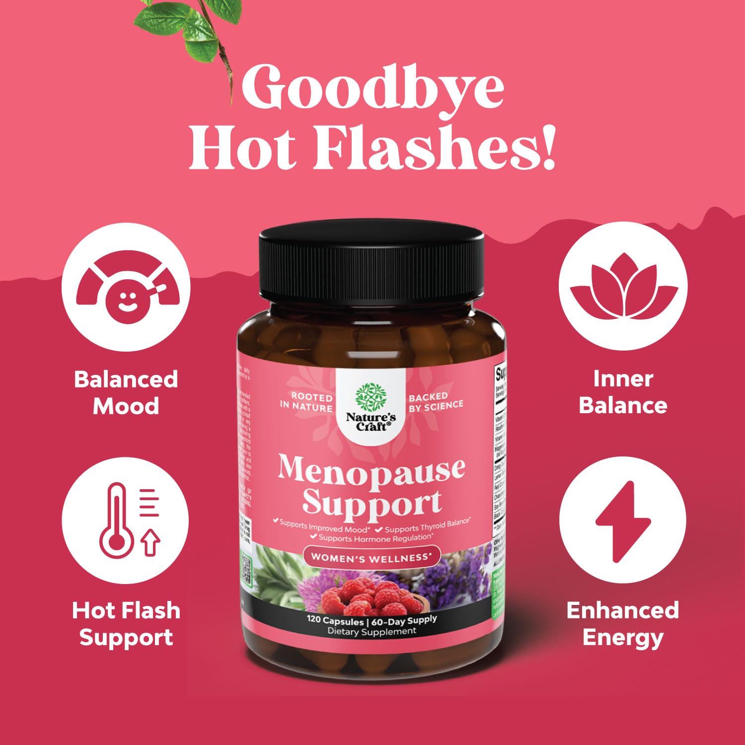 Complete Herbal Menopause Supplement for Women - Female Hormone Balance Capsules for Night Sweats Hot Flashes & Mood Swings with Dong Quai, Chaste Berry & Black Cohosh Root - 120 Count Pack Natures CraftAu supplements