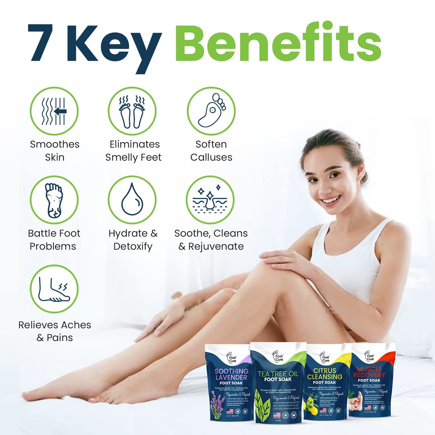 Foot Soak with Epsom Salts- Variety Pack of 4- Tea Tree Oil, Muscle Relief, Calming FOOT CUREUS supplements