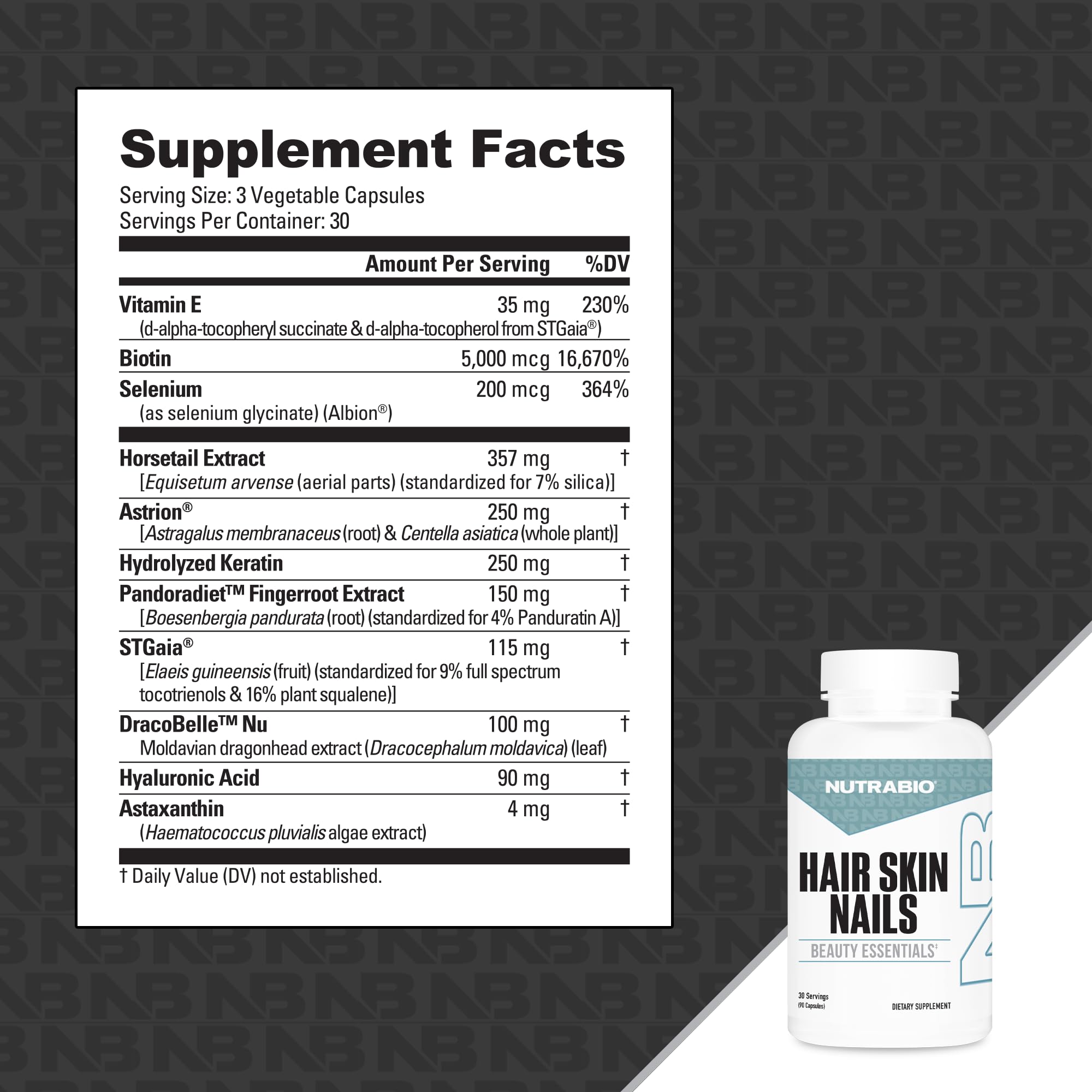 NutraBio Hair Skin Nails Vitamins | Enhanced Collagen Support | Skin Hydration | Hair Growth Vitamins for Women with Biotin, Keratin, Hyaluronic Acid & More - 90 Capsules NutraBioAu supplements
