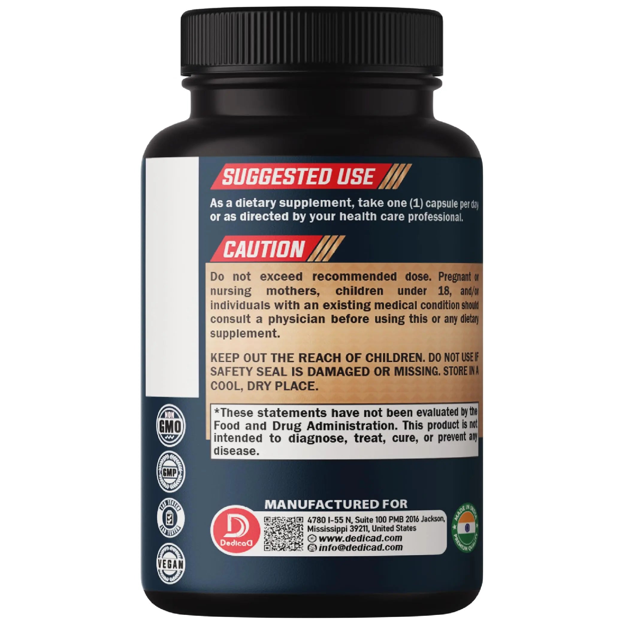 DEDICAD Black Cohosh Supplement - 3 Months for Menopause & Immune Health - Blend of 12 Potent Herb Includes Dong Quai, Chasteberry, Wild Yam, Red Clover, Black Pepper & Others - 90 Vegan Capsules DEDICADnz supplements