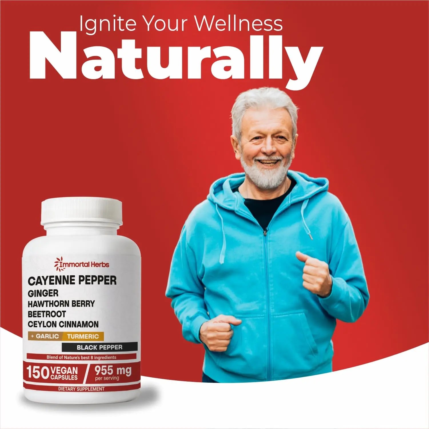 Immortal Herbs Cayenne Pepper Capsules w/Garlic, Ginger, Hawthorn, Turmeric, Cinnamon, Beet Root and Black Pepper Extract, 150 Cayenne Capsules, Non-GMO & Gluten Free Capsaicin Supplement Immortal Herbsnz supplements