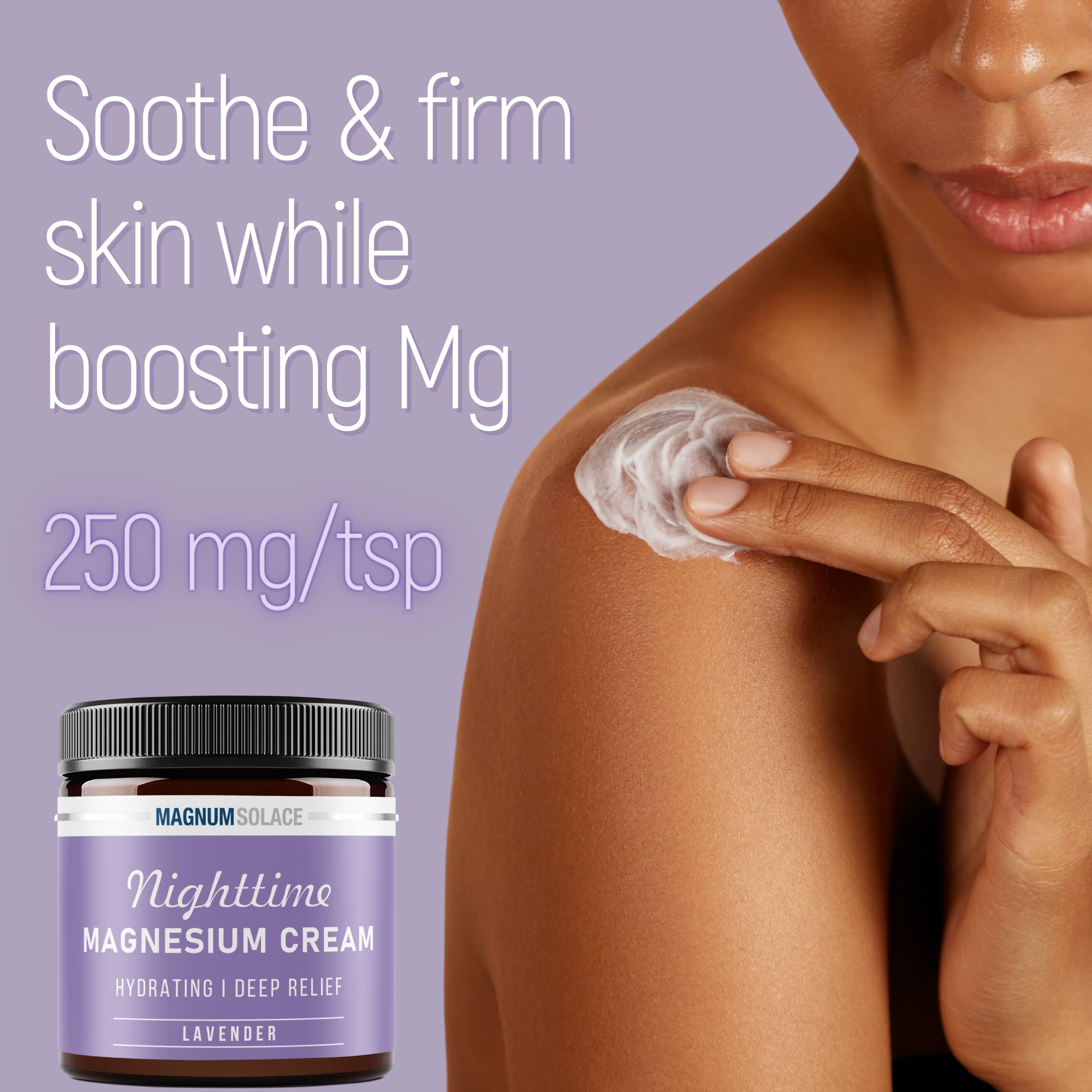 Magnum Solace Magnesium Lotion – Nighttime Magnesium Cream – Apply to Legs, Arms or Chest - Topical Magnesium Chloride – USA Made and Safe for Kids (Lavender) Magnum SolaceAu supplements