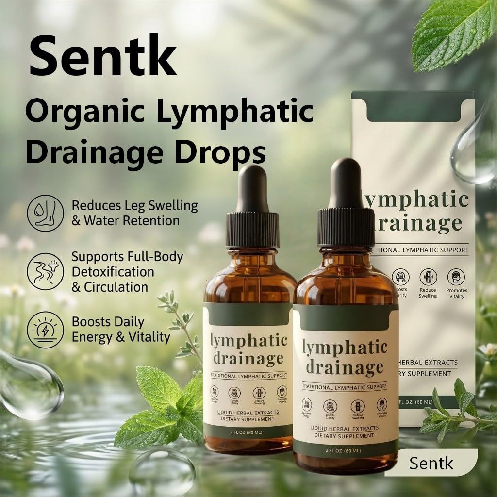 Sentk Organic Lymphatic Drainage Drops, Liposomal Herbal Blend – Supports Lymph System, Reduces Swelling, Boosts Immunity & Vitality, Enhance Clarity, Portable Dropper Design, 2 fl oz (2 Pack) SentkAu supplements